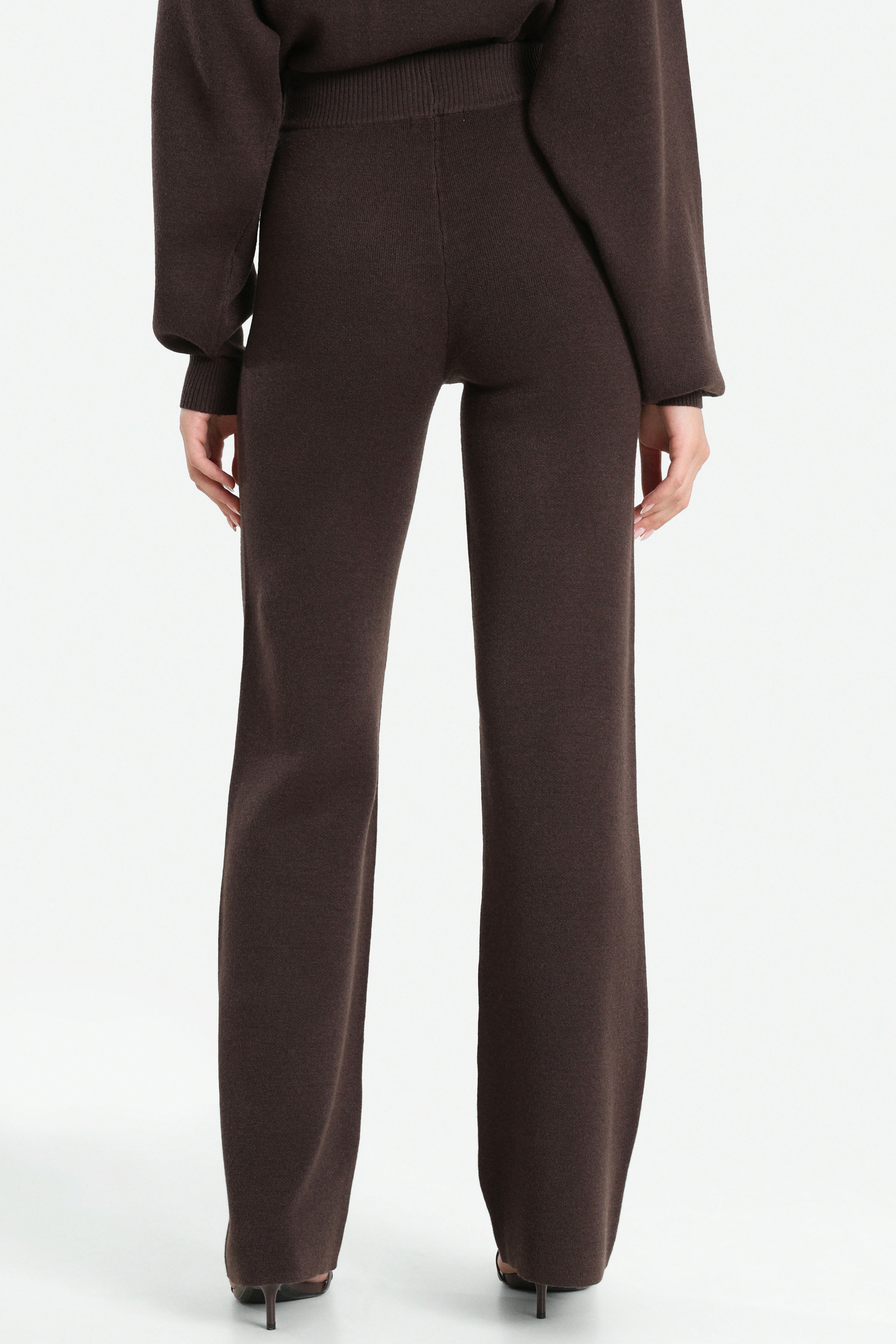 Wide Leg Strickhose - Dunkelbraun