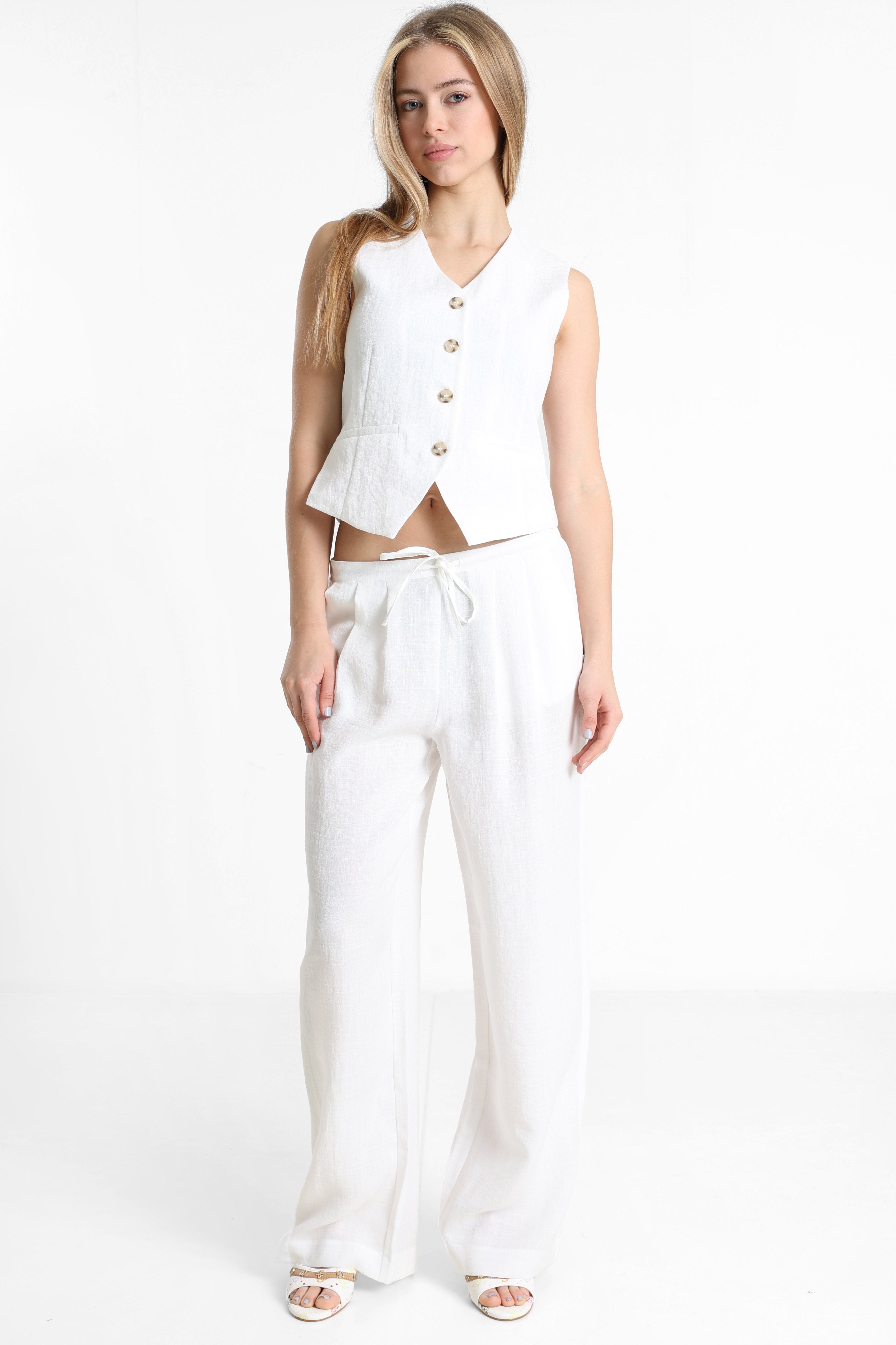 ONLITA Weste in Leinen-Optik - Bright White