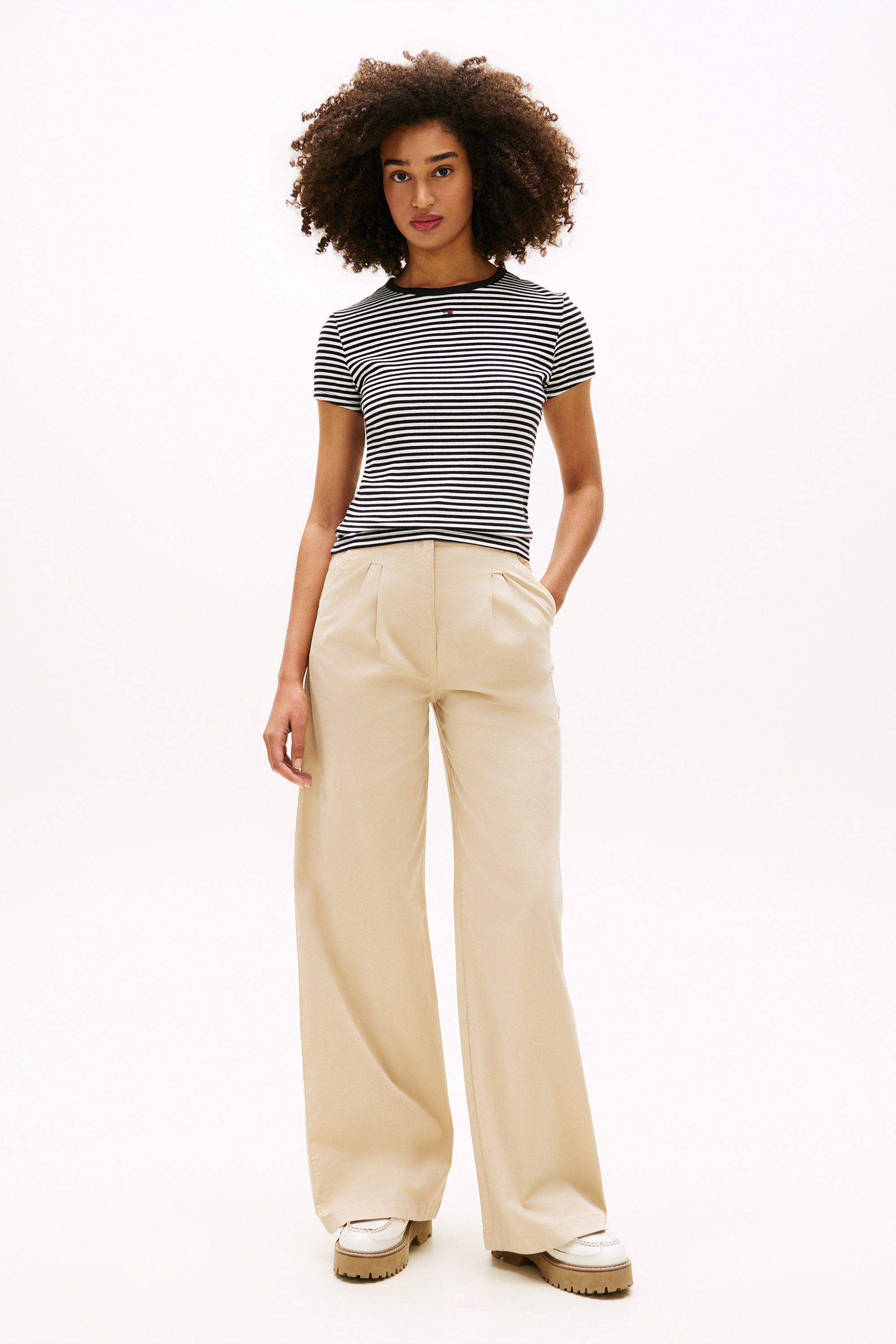 Essential geripptes T-Shirt - Black + Offwhite