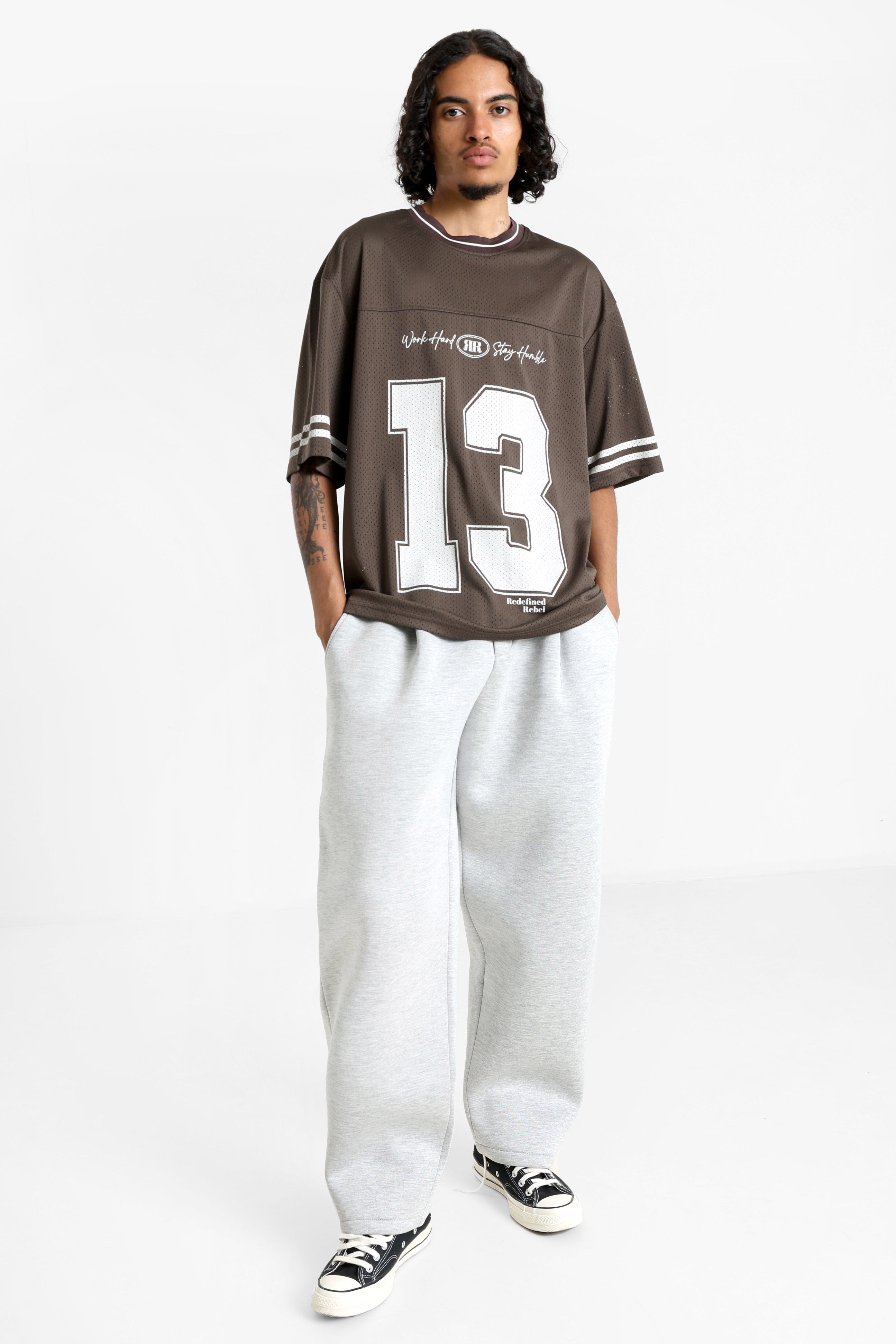 RRALVARO Mesh Oversize T-Shirt - Turkish Coffee