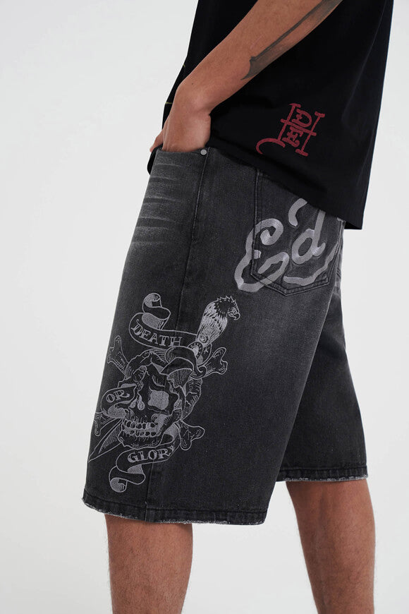 Pantaloncini di jeans skater - Denim nero