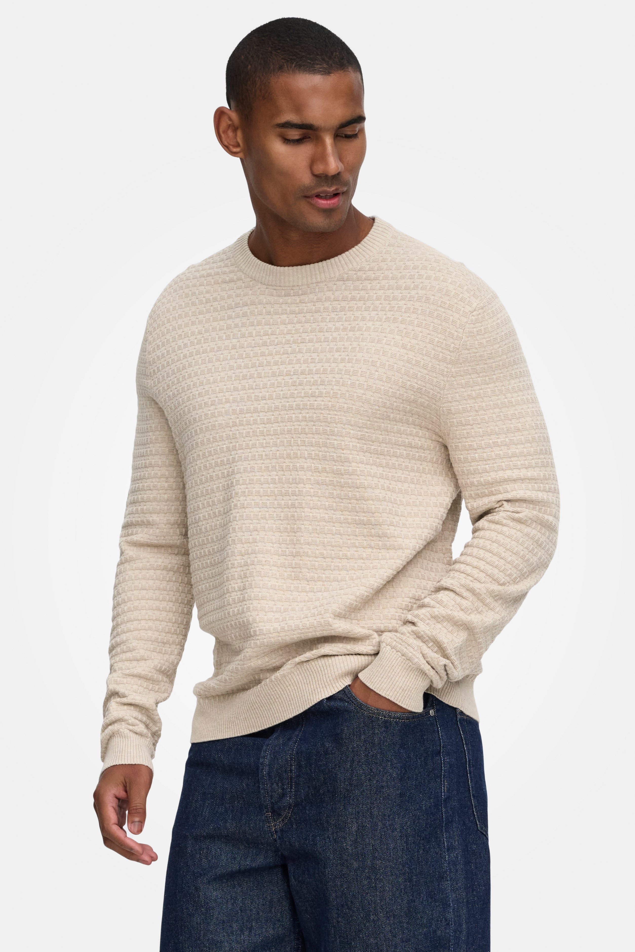 ONSLOUI maglione in maglia strutturata - Oatmeal