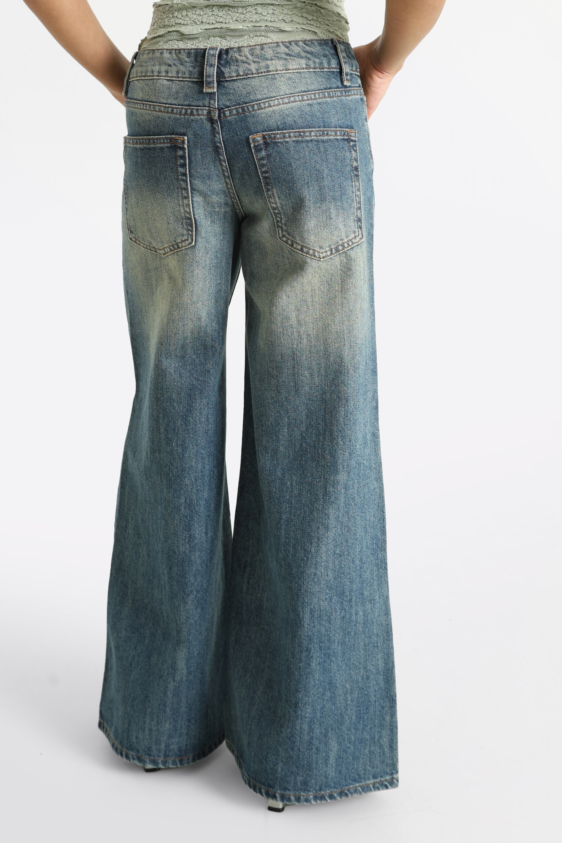 Wide Leg Jeans - Blau Denim