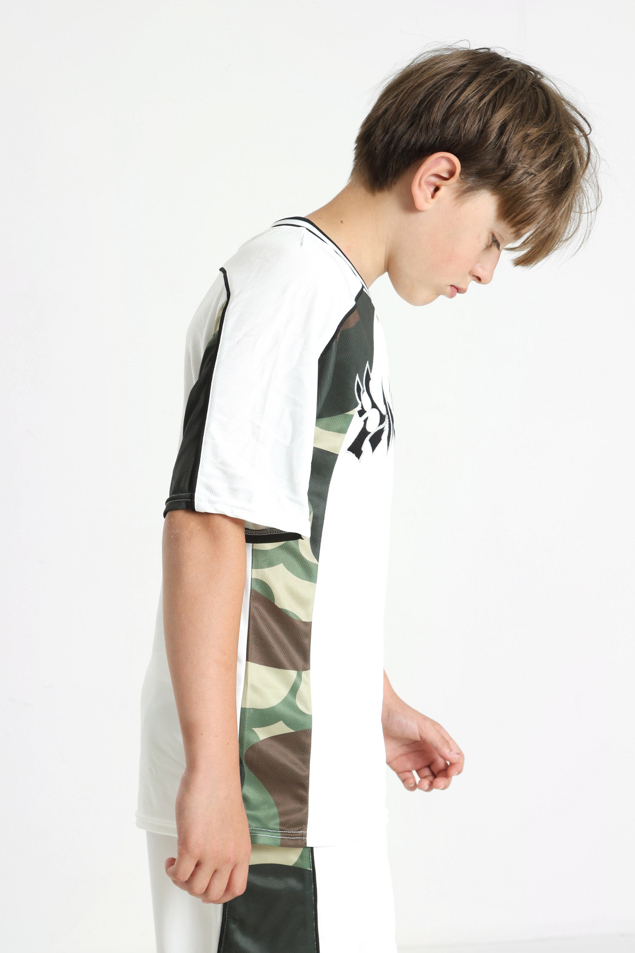 Mesh T-Shirt - Weiss + Grün Camouflage
