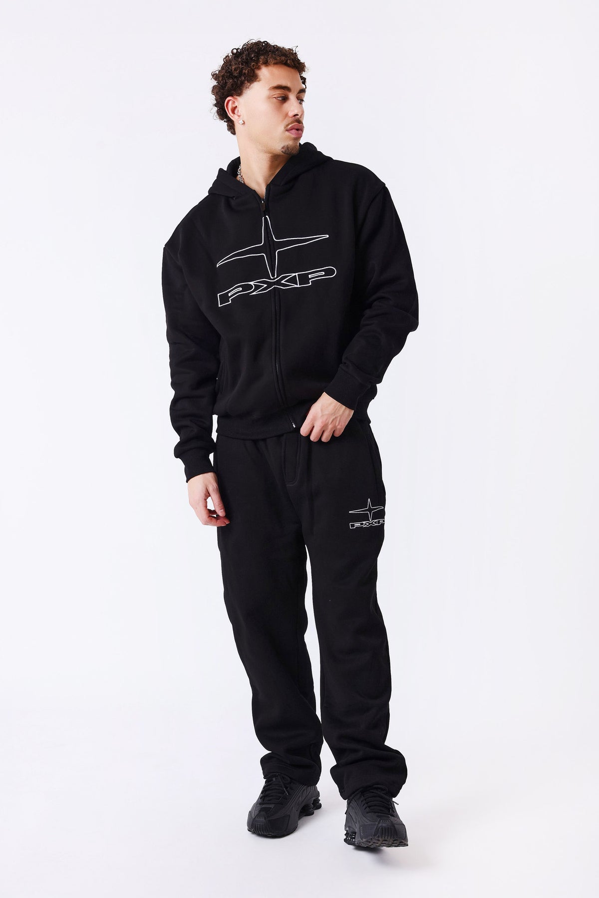 Kapuzensweatjacke - Black