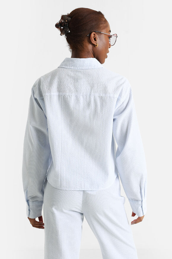 Camicia in seersucker - azzurro + bianco