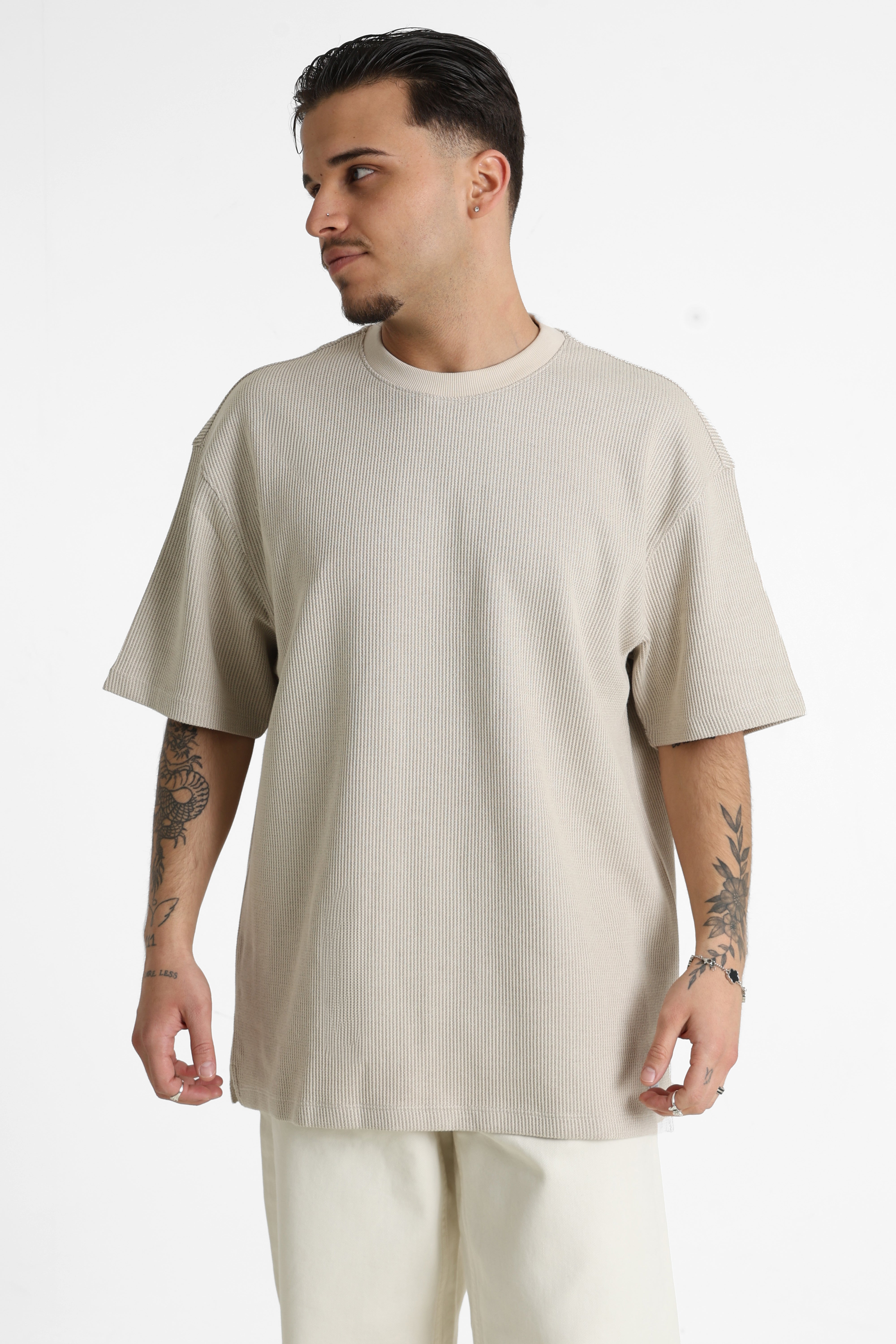 Strukturiertes T-Shirt - Light Beige