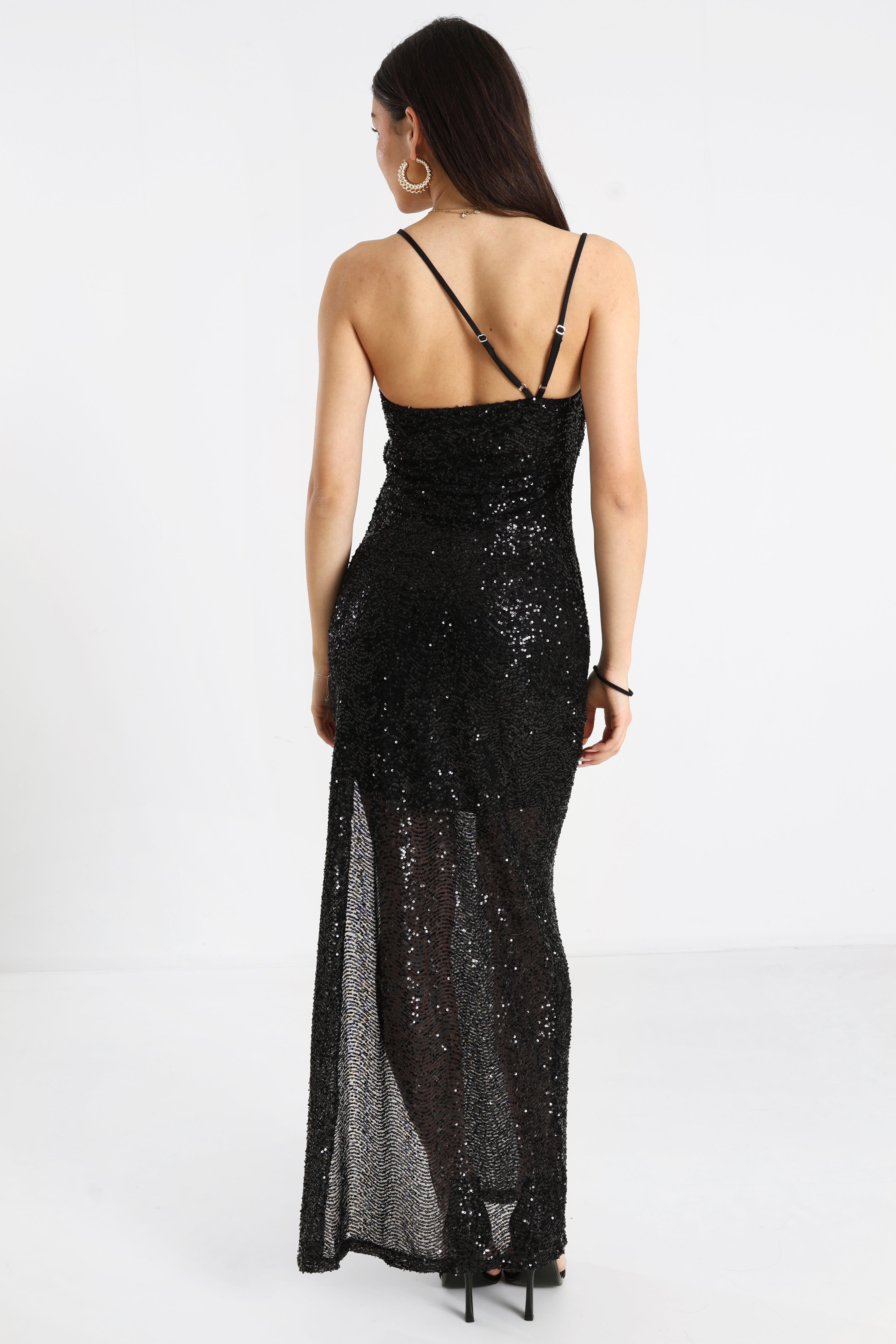 Sequin maxi dress - black