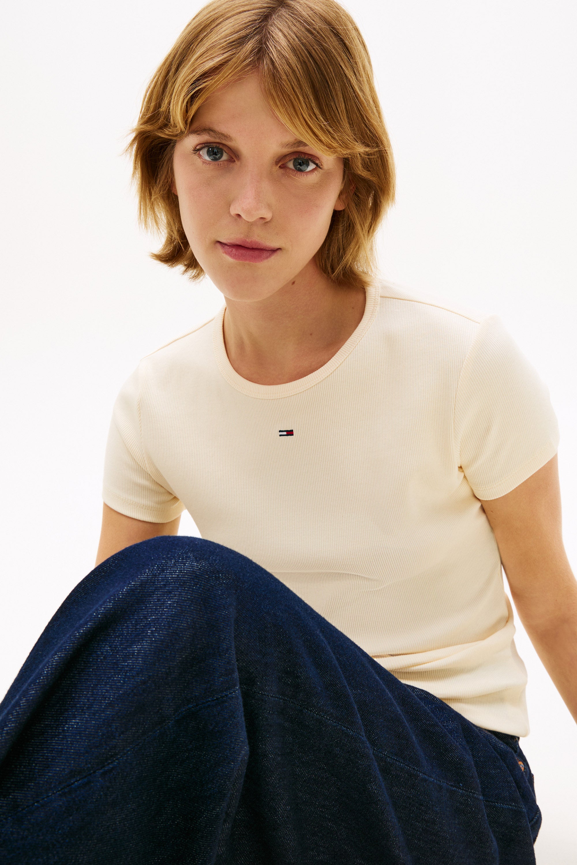 Essential geripptes T-Shirt - Almost Yellow