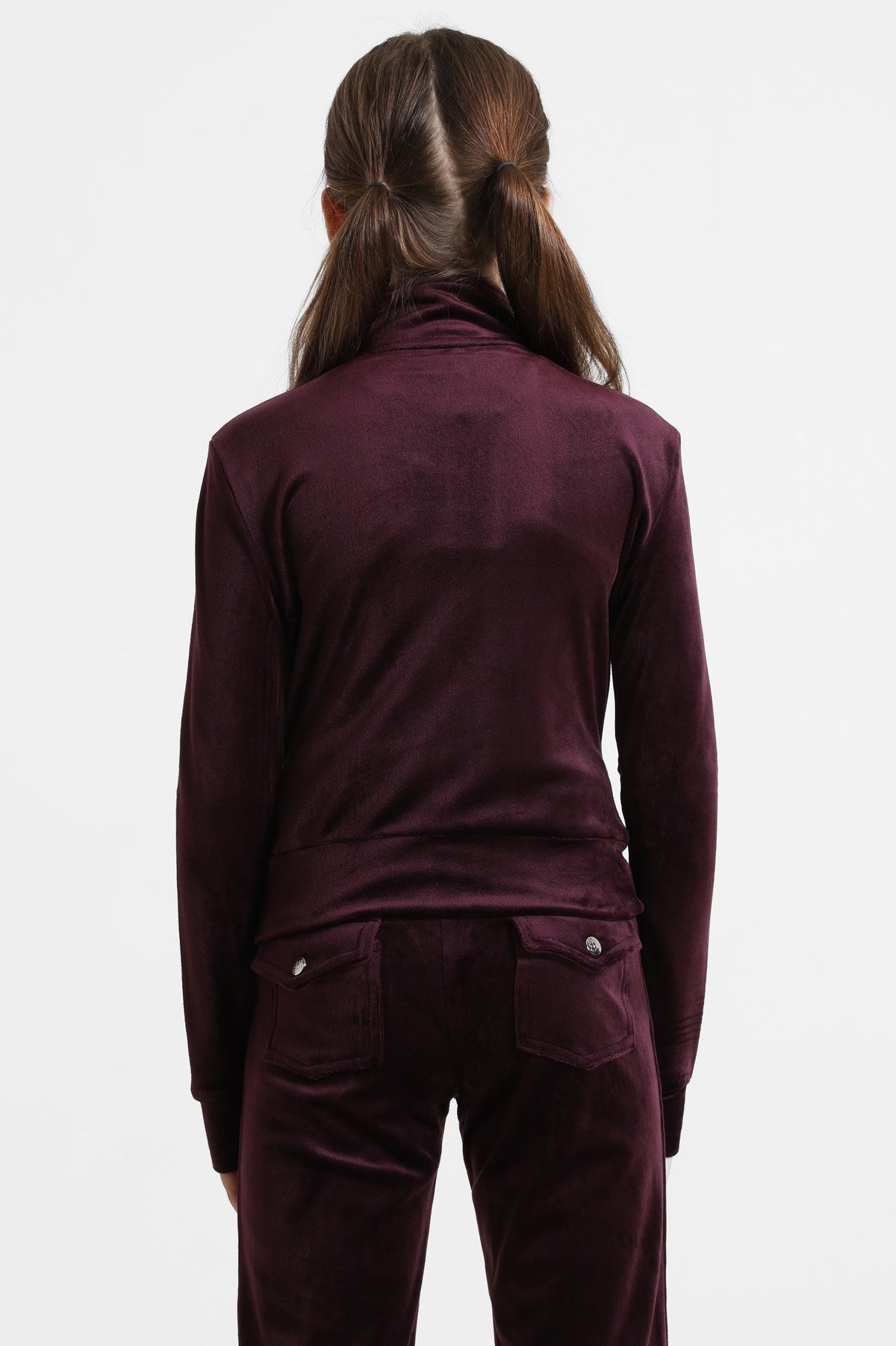 Samt Crop Jacke - Aubergine