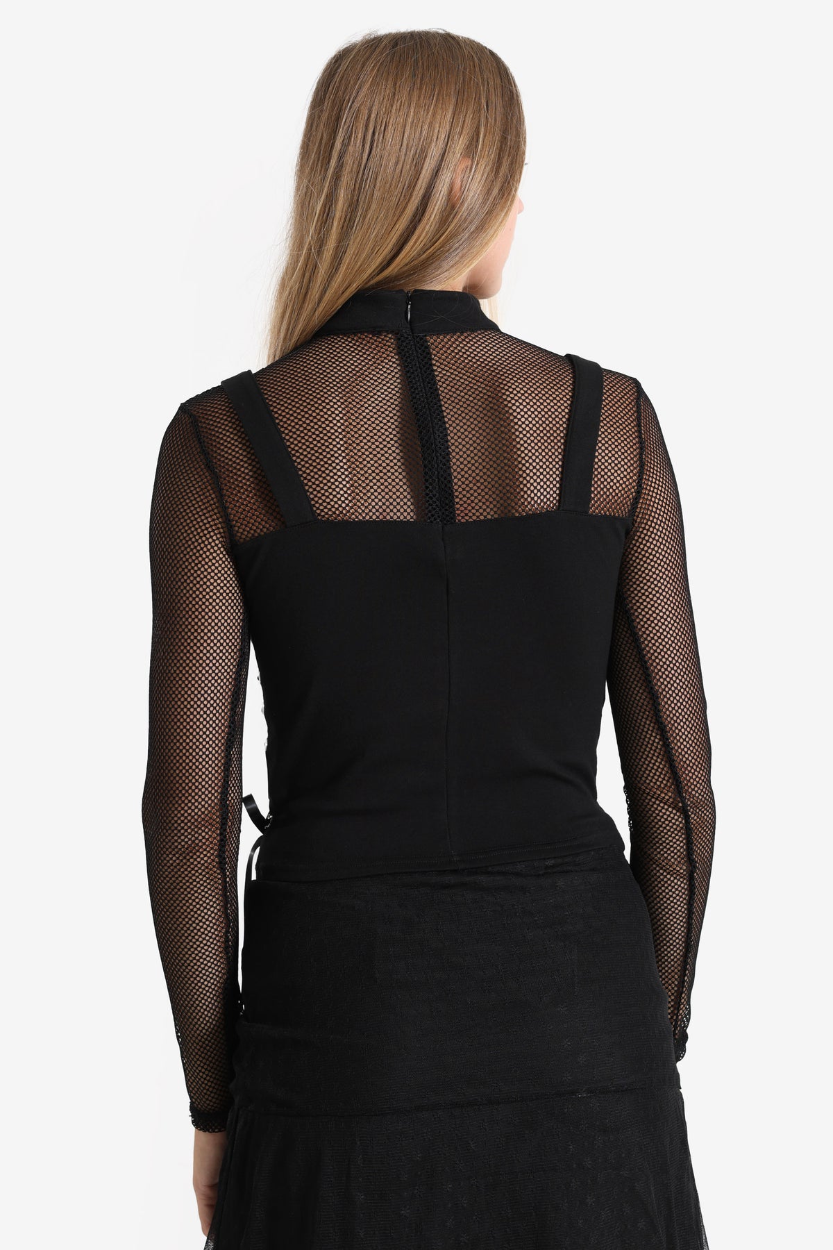 Netz Crop Langarmshirt