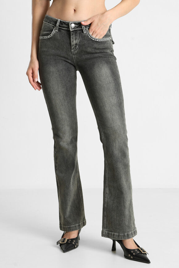 Jeans flare - Noir usé