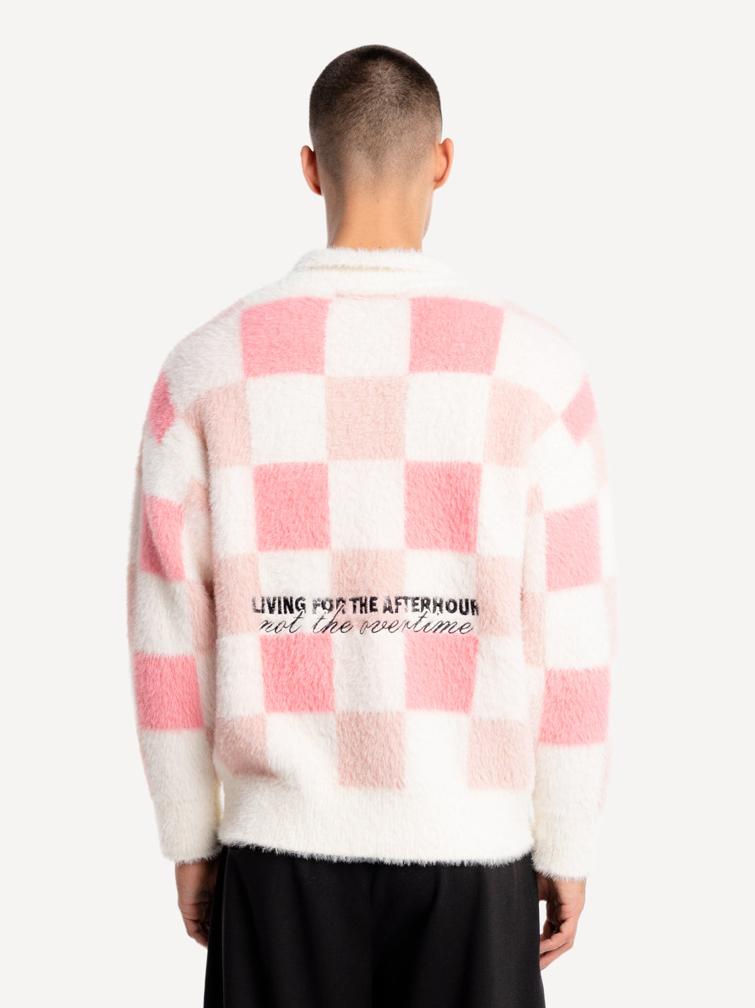 Hairy Strickpullover - Pink + Offwhite