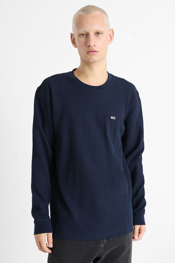 Langarmshirt mit Waffelstruktur - Dark Night Navy