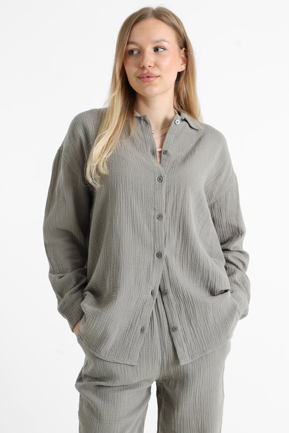 Chemise oversize en mousseline - Kaki clair