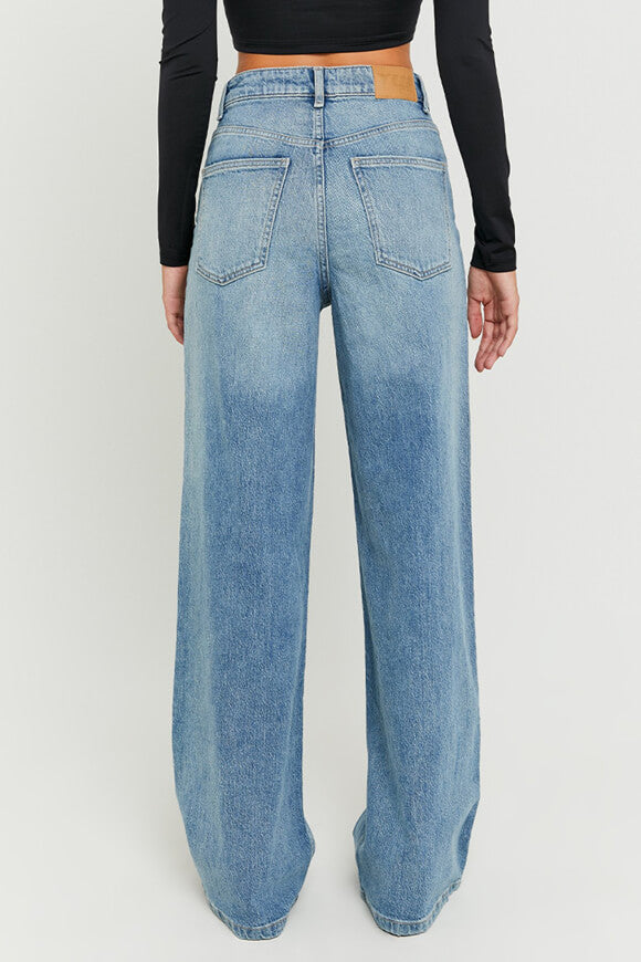 High Waist Wide Leg Jeans - Blue Medium