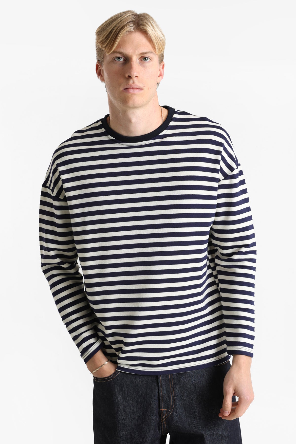 Langarmshirt - Offwhite + Navy