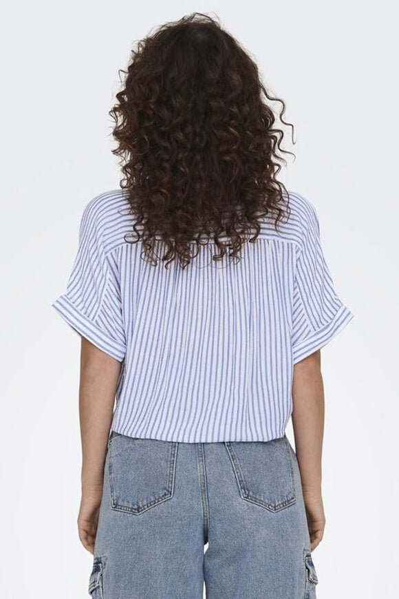 Paula Blouse en seersucker - Cloud Dancer + Balsam Green