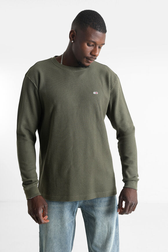 Langarmshirt mit Waffelstruktur - Fatigue Green