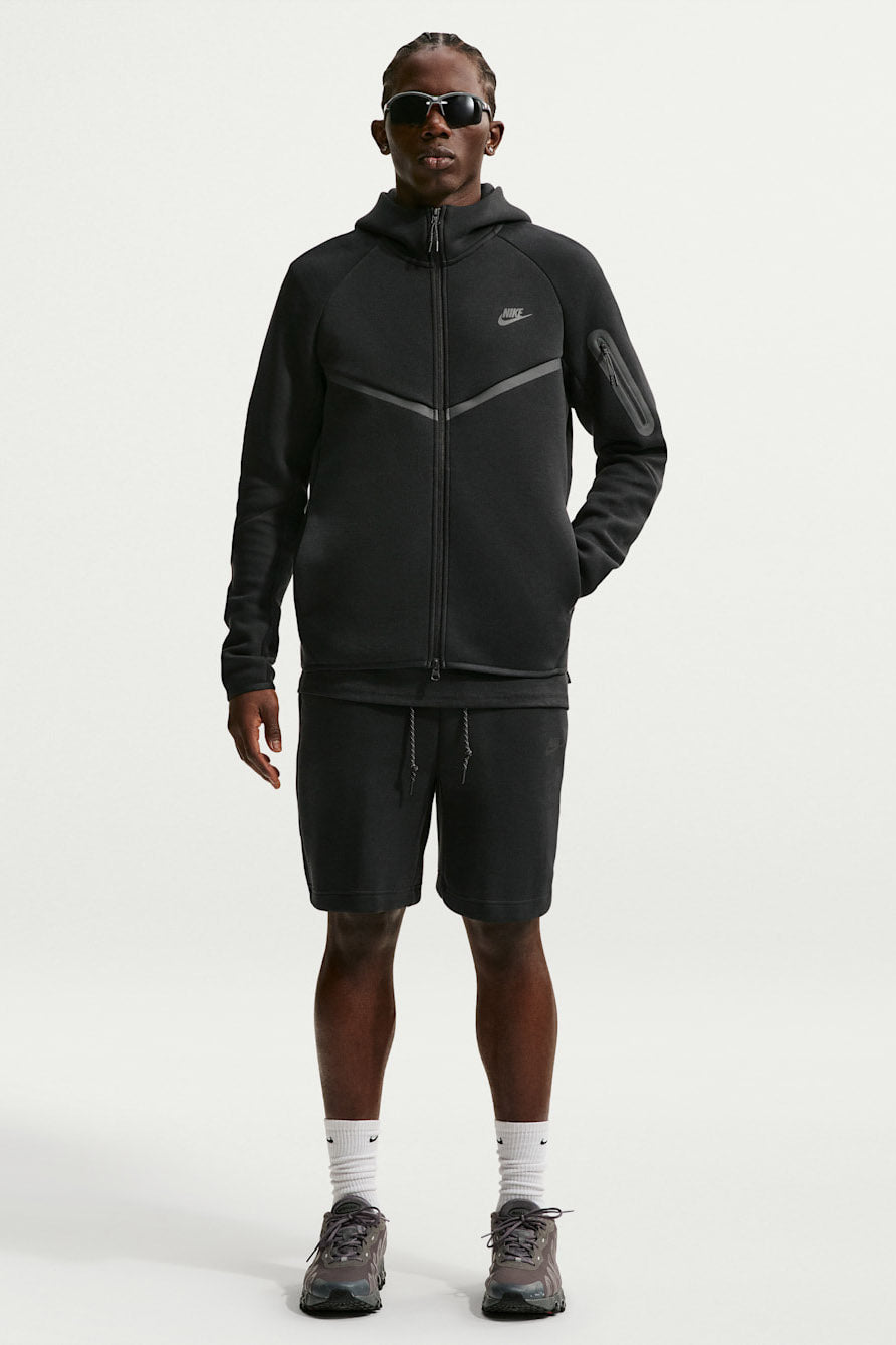 Felpa Tech Fleece Sportiva con cappuccio e zip - Black