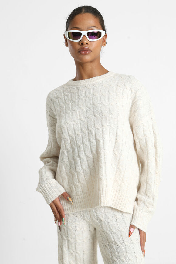 Strickpullover - Hellbeige meliert