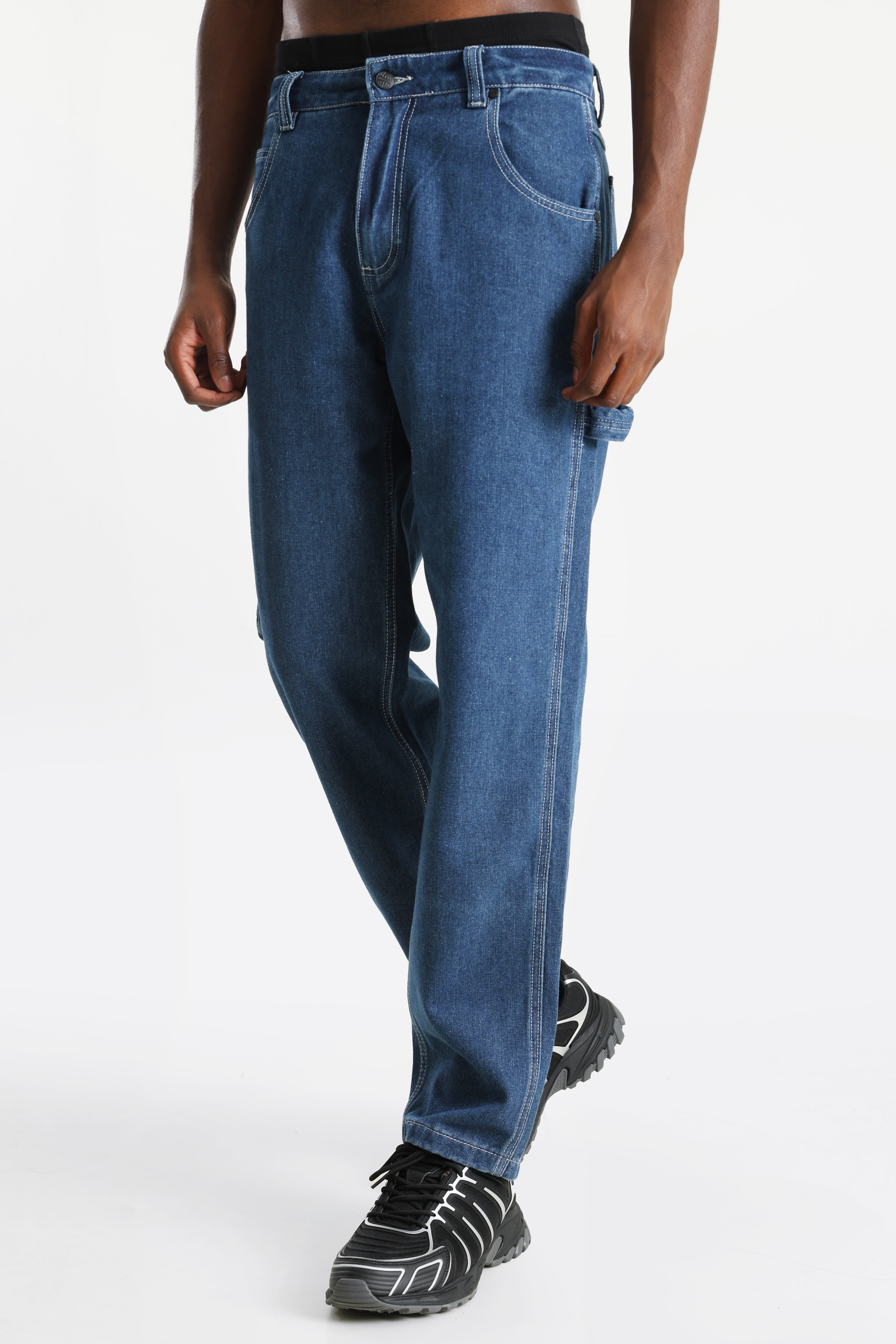 Jeans straight fit - blu scuro usati