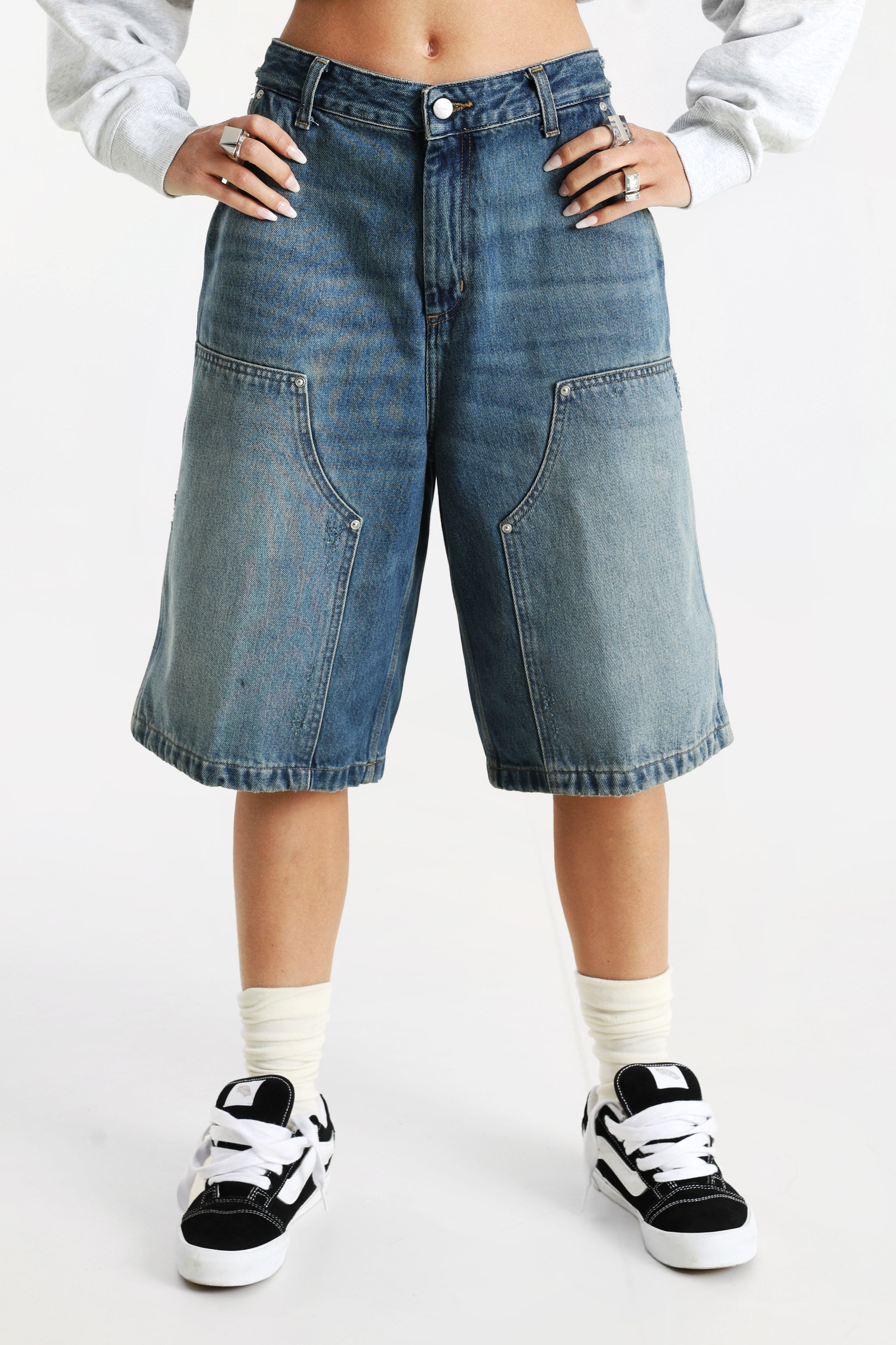 Nixon Double Knee Jeansshorts - Blue Washed