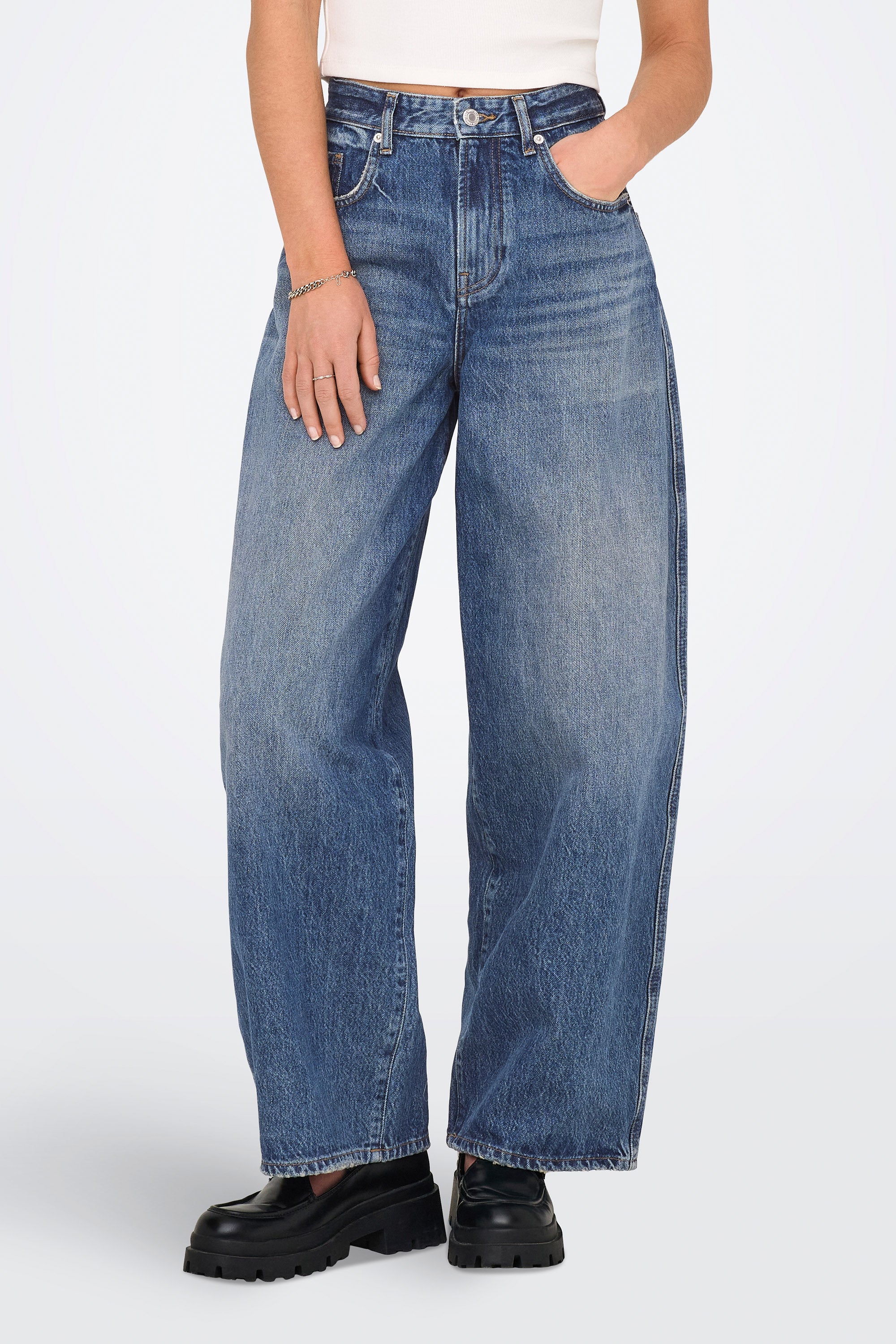 ONLTAYLOR Barrel Fit Jeans L32 - Dark Blue Denim