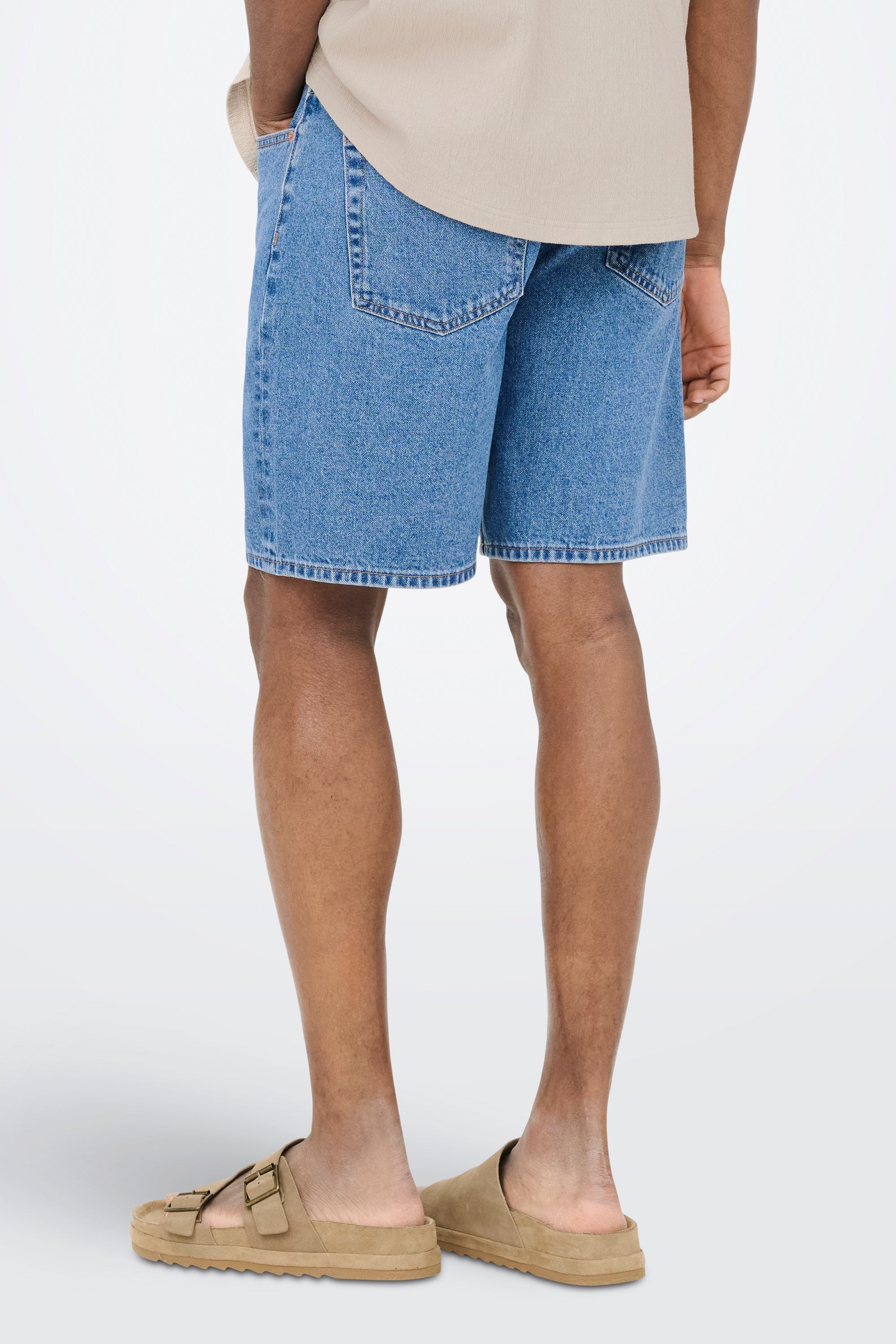 Edge short denim - Medium Blue Denim