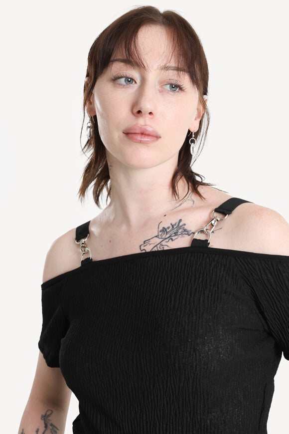 Shirt court off shoulder - Black