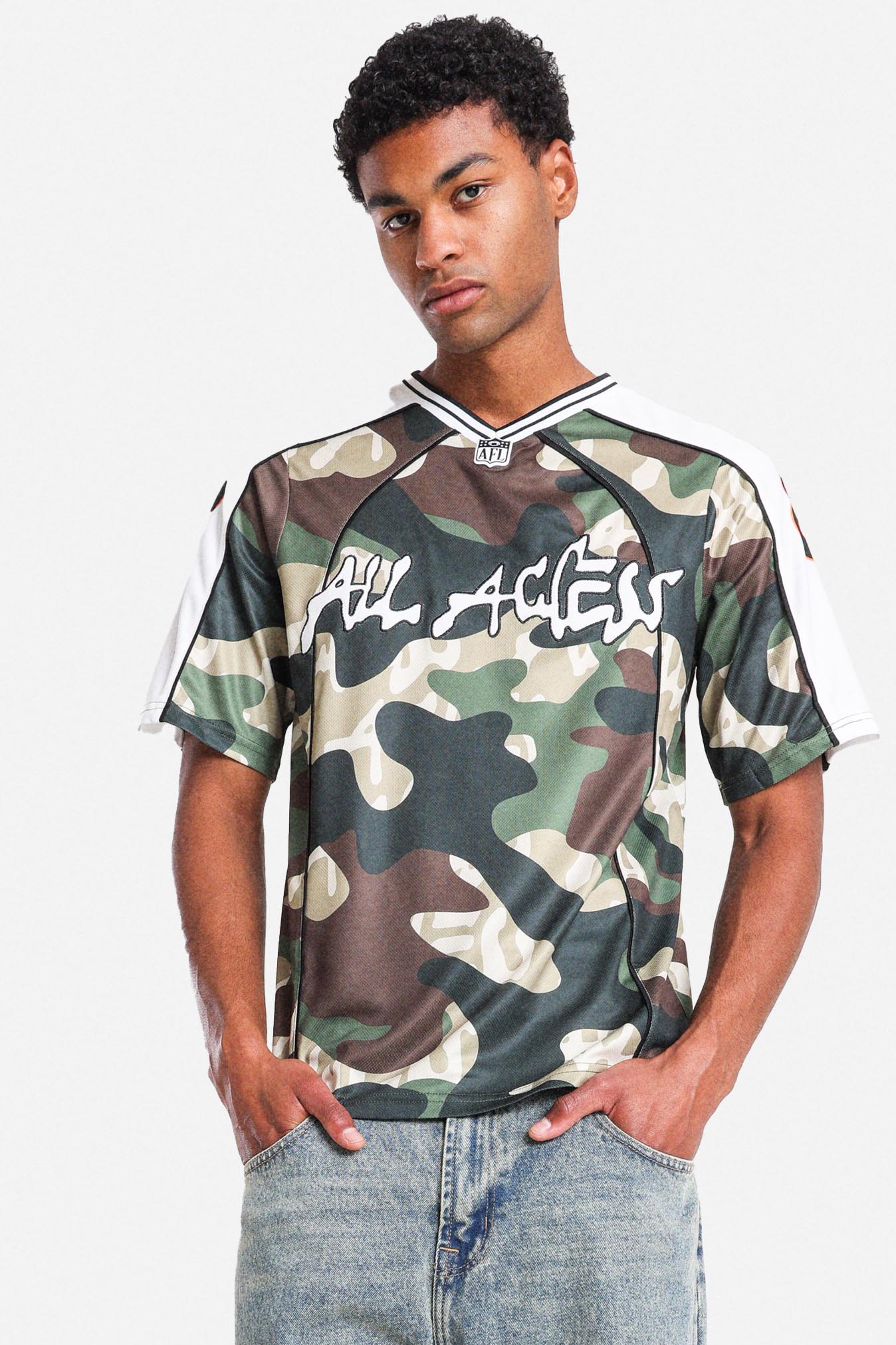Mesh T-Shirt - Vert Camouflage + Weiss
