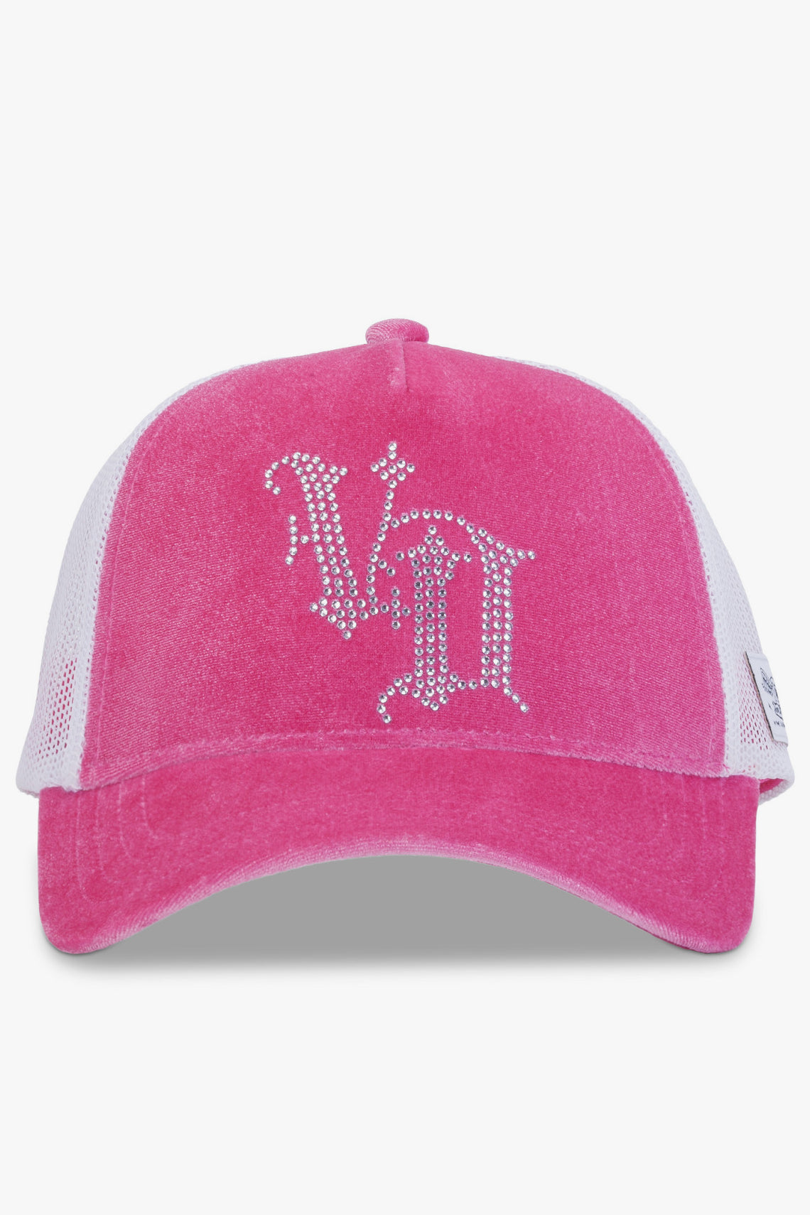 Casquette trucker en velours / snapback - Pink + White