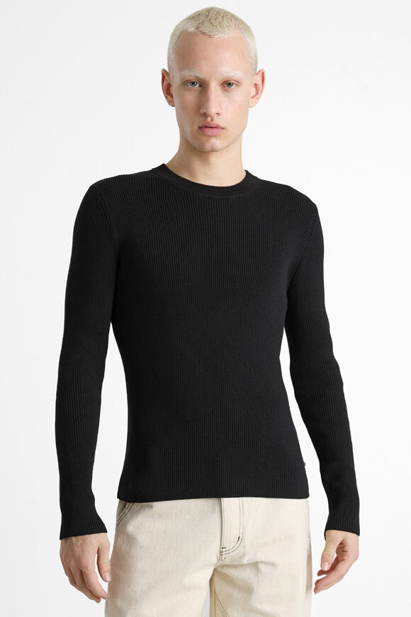 Gerippter Strickpullover - Black