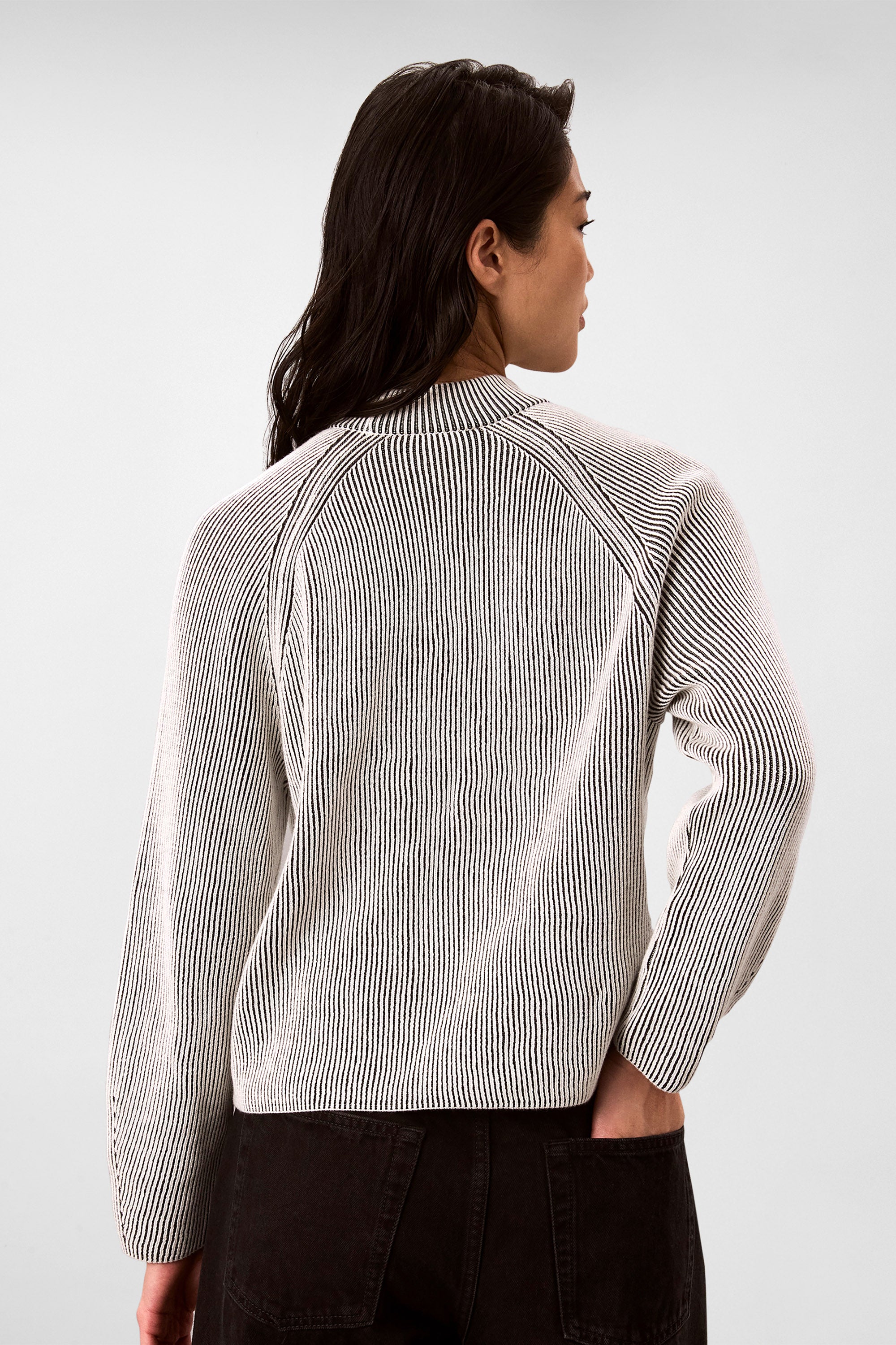 Gerippter Strickpullover - Black Combo