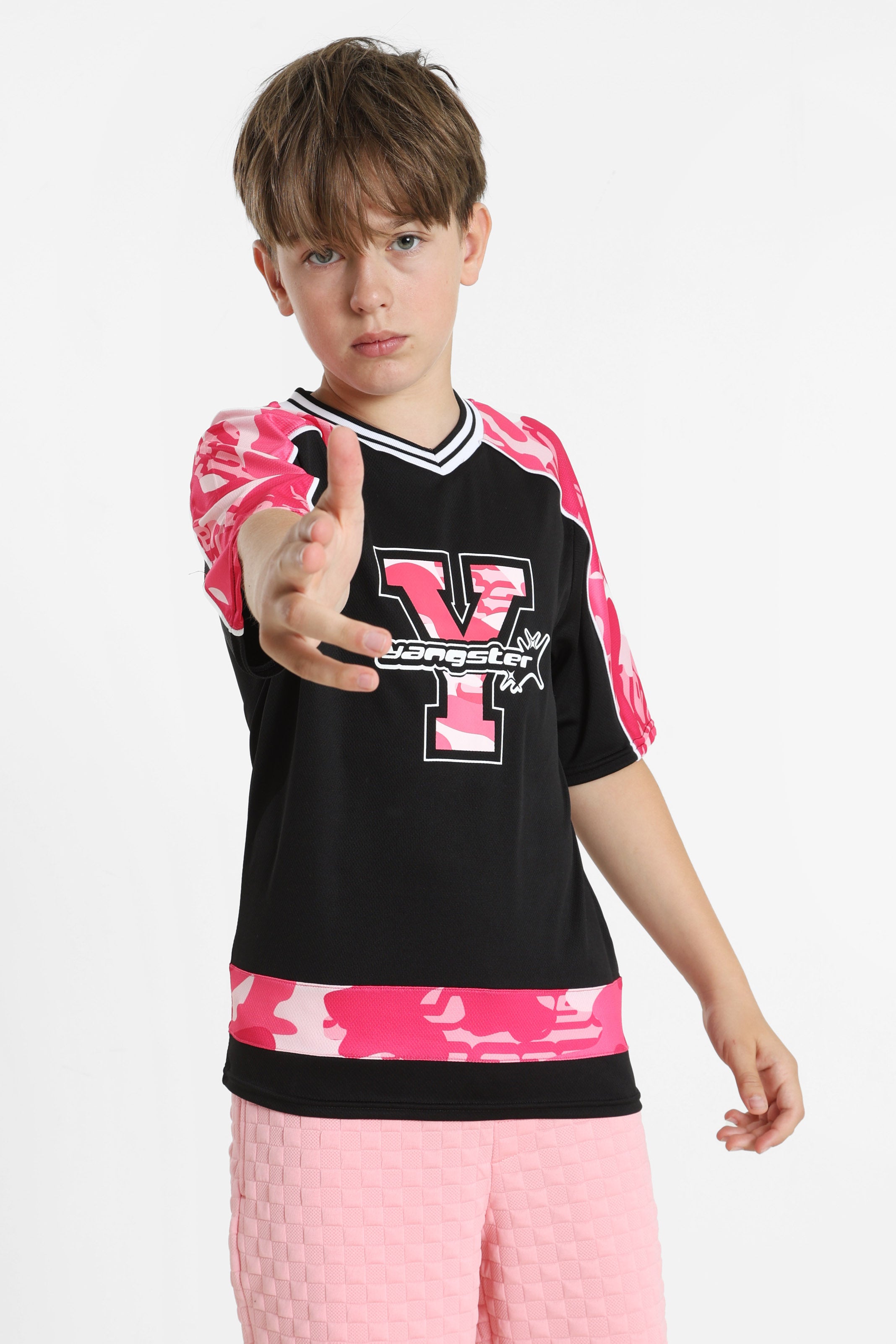 Mesh T-Shirt - Schwarz + Pink Camouflage