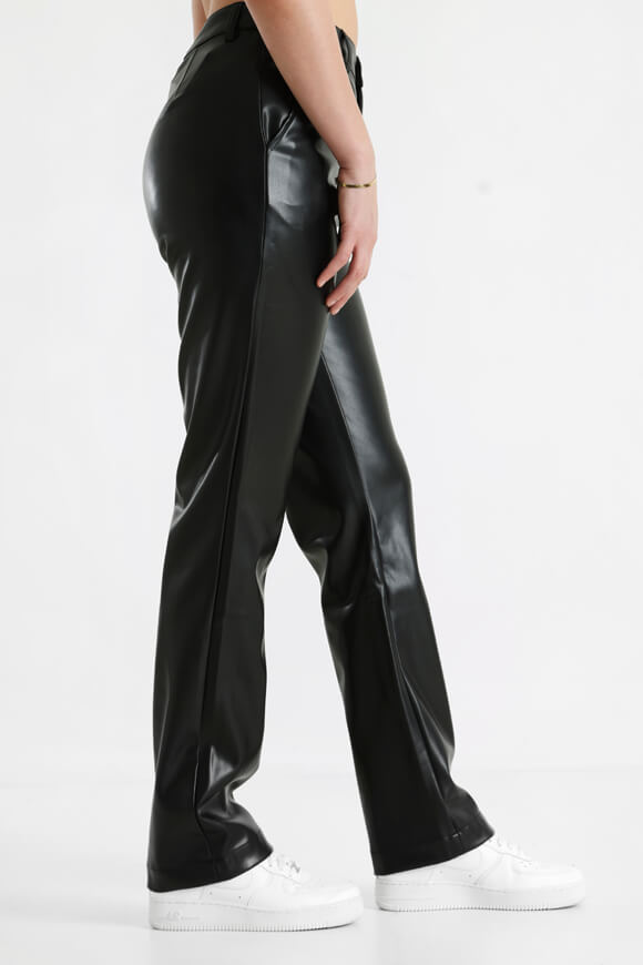 Pantalon droit en similicuir - Noir