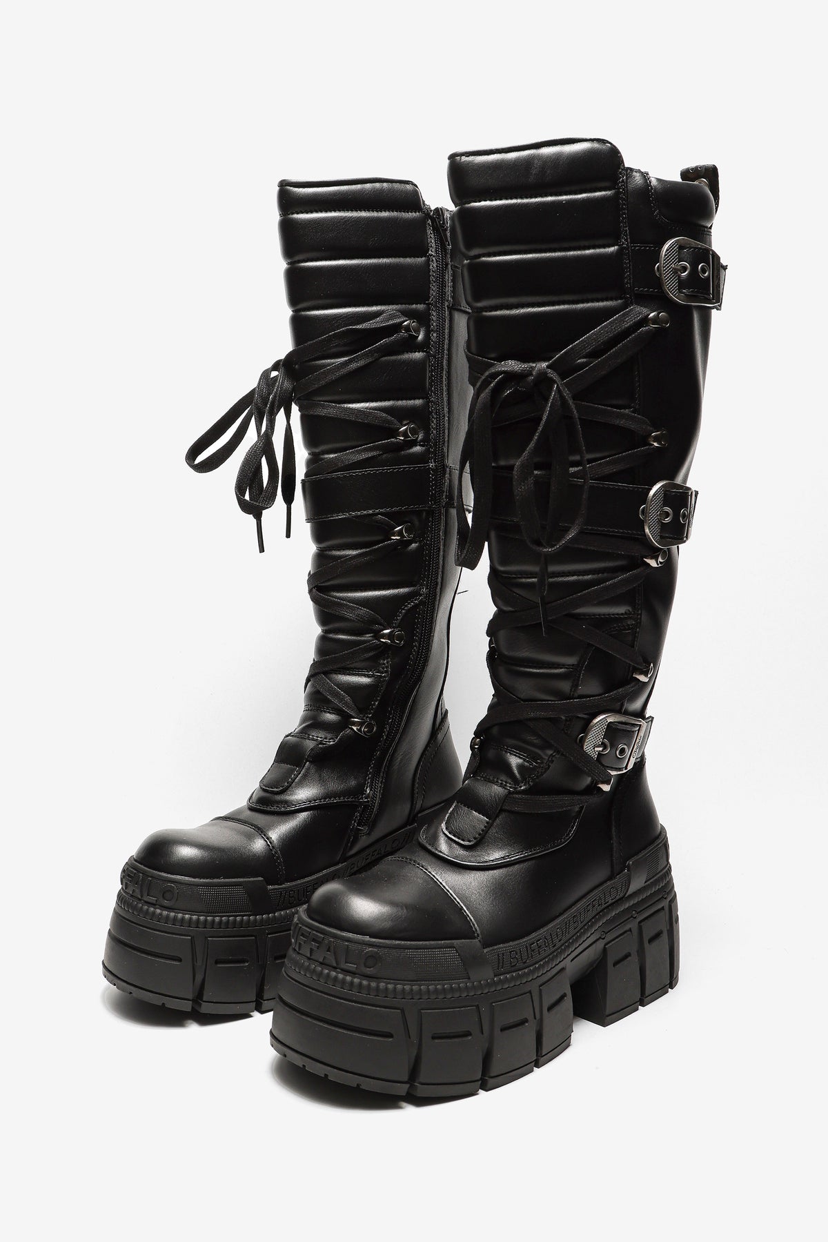 Stivali biker invernali con plateau Vegan Gospher - Black