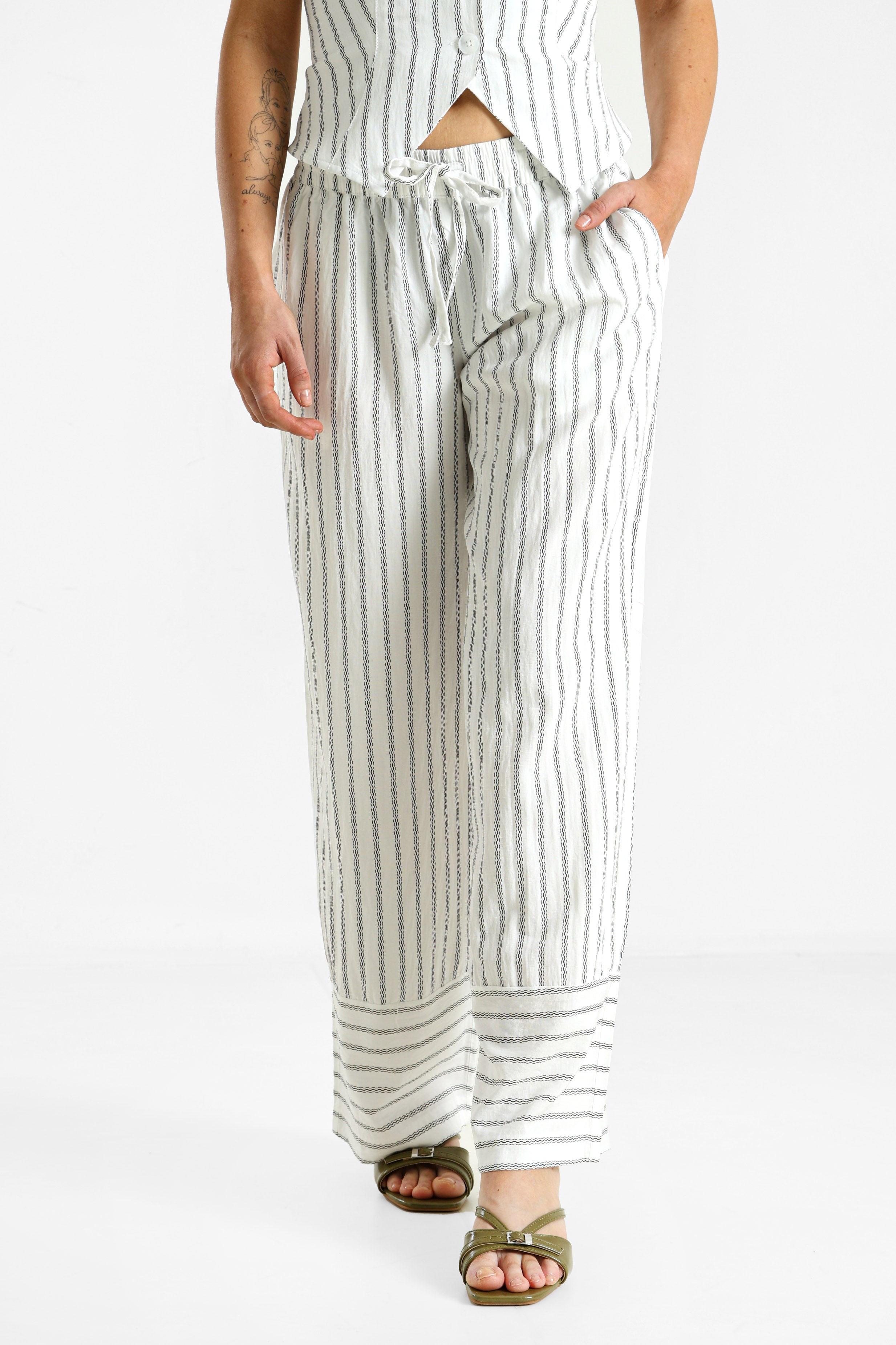Stoffhose - Offwhite + Schwarz