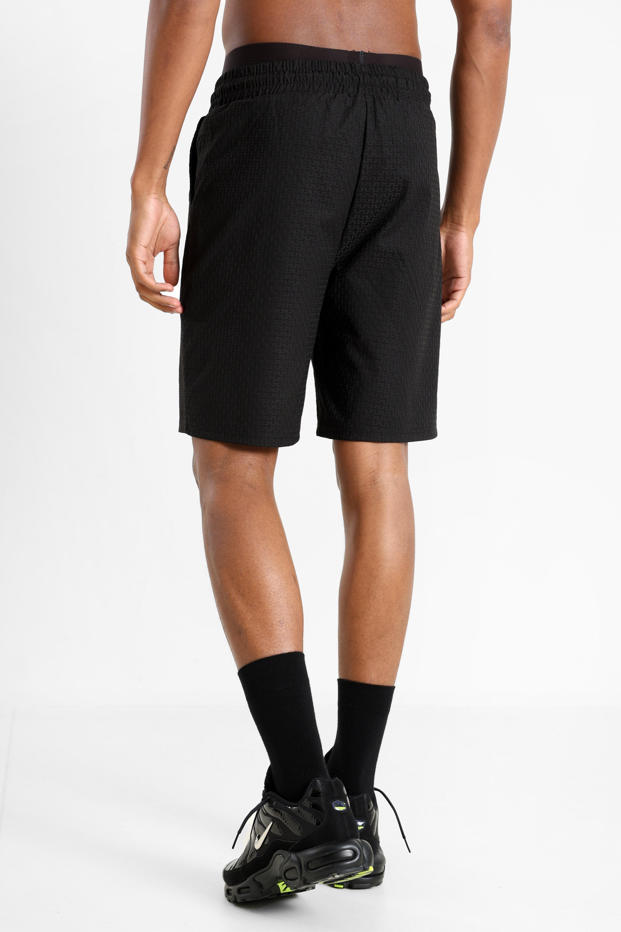 Strukturierte Stoffshorts - Black