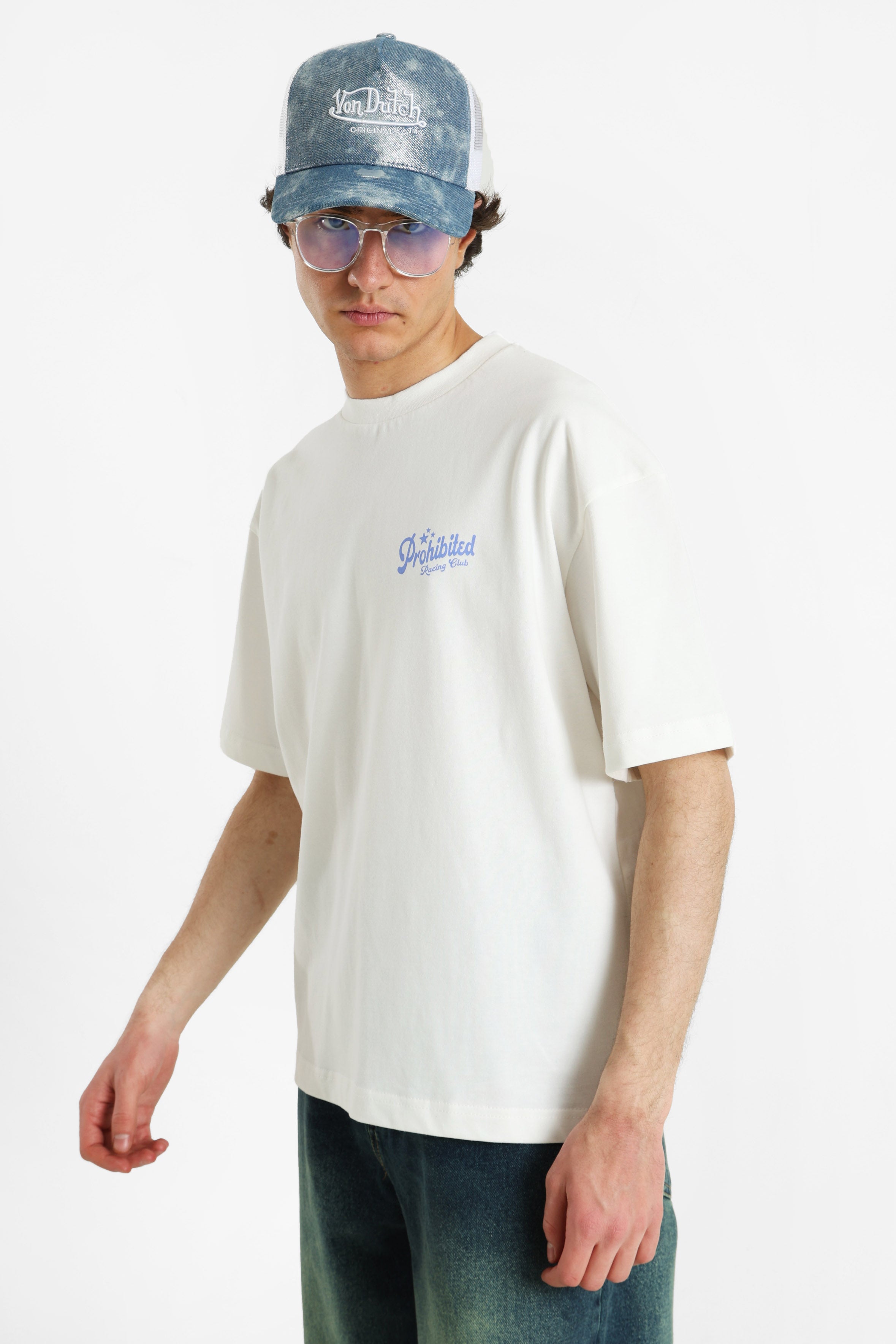 Tuning Club T-Shirt - Offwhite + Blue
