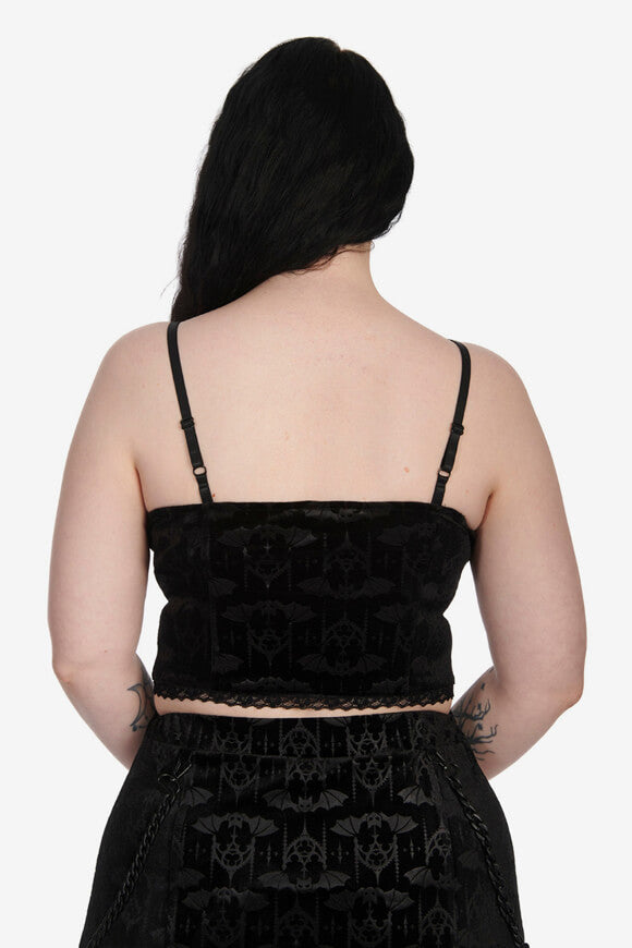 Night And Day - Top in velluto con pipistrello gotico - Nero