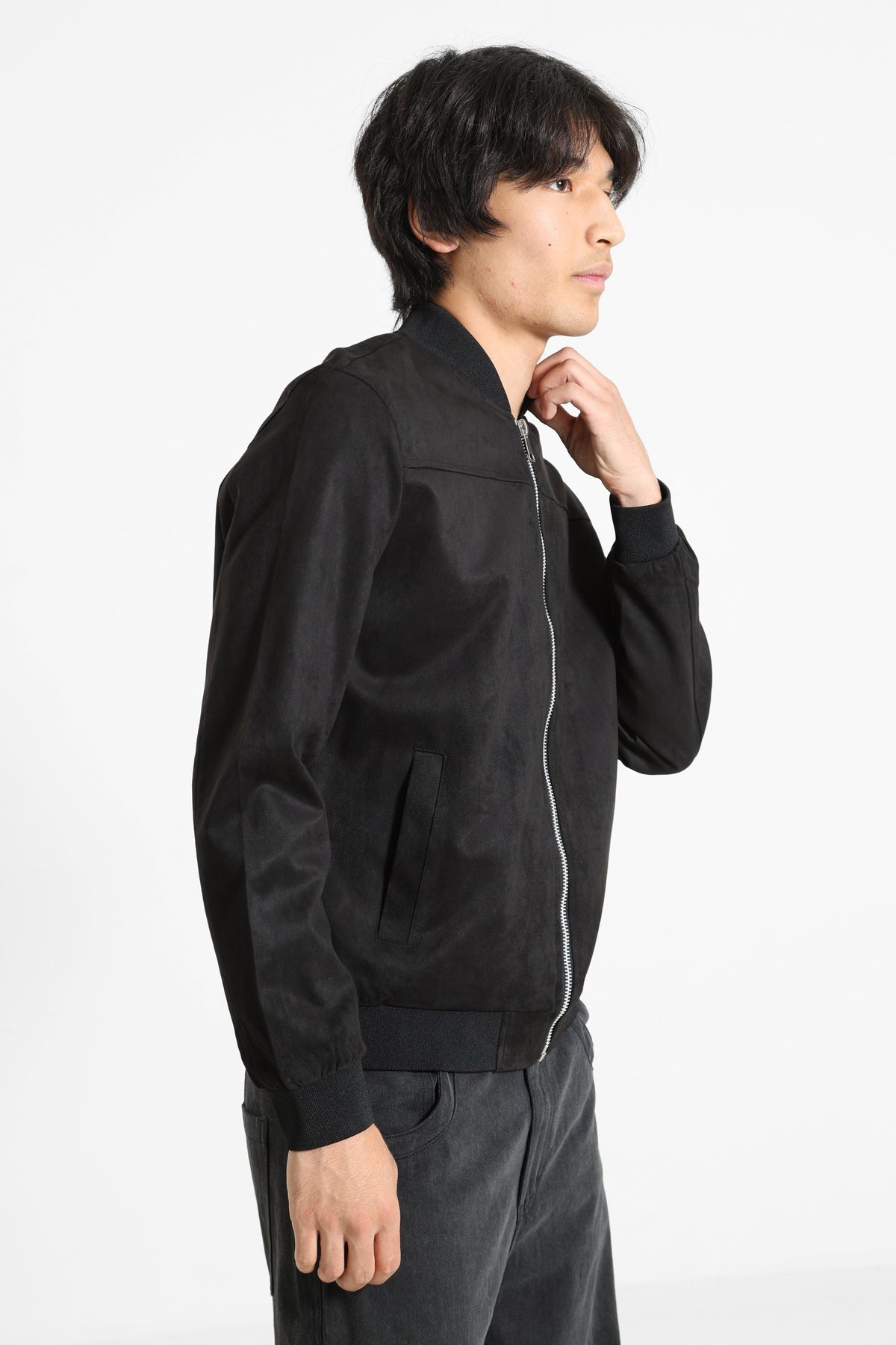 Kunstwildleder Leichte Bomberjacke - Black