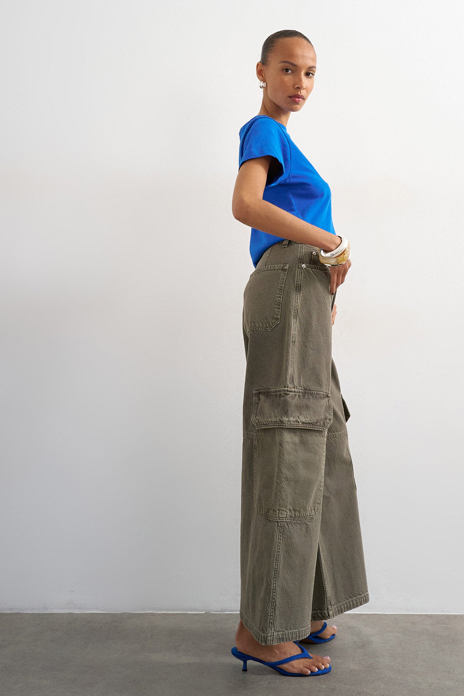 TSJULIA Wide Leg Cargo Jeans L32 - Grey Denim