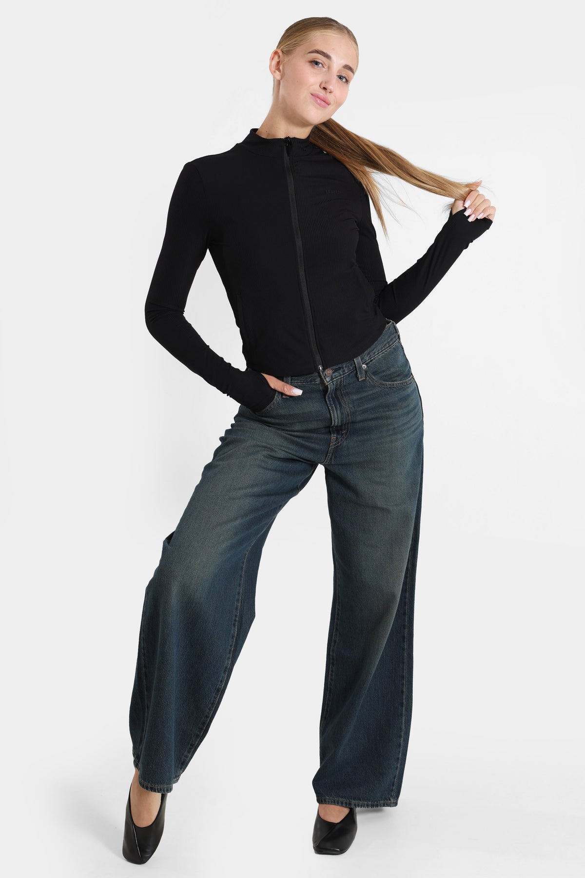 Crop Trainingsjacke - Schwarz