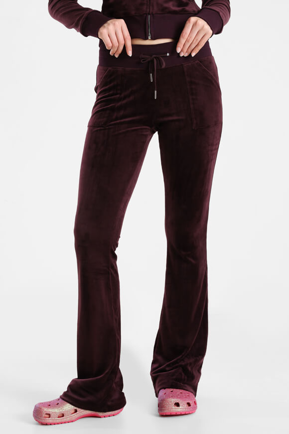 Pantaloni svasati in velluto - melanzana