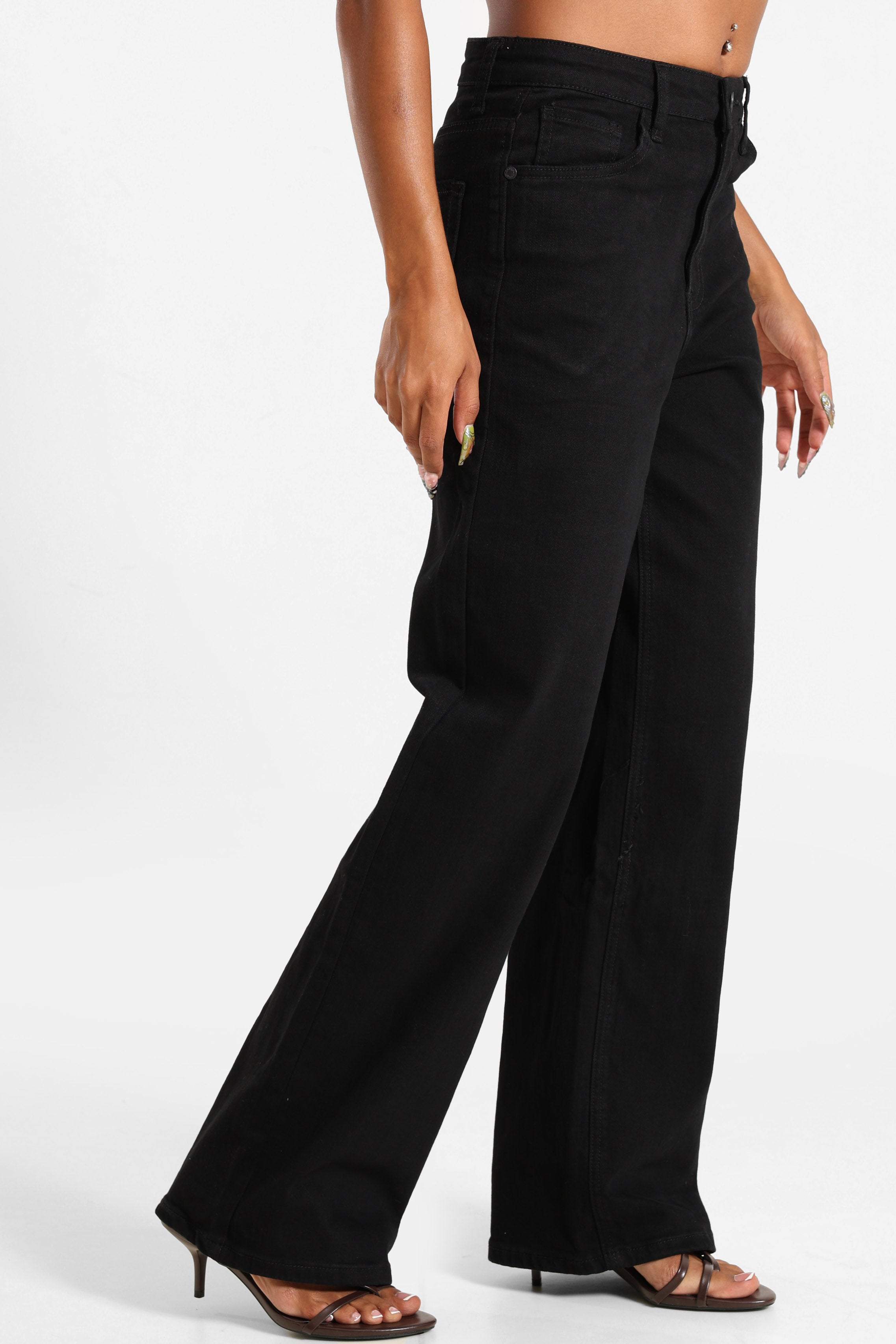 Jeans a gamba larga - Nero