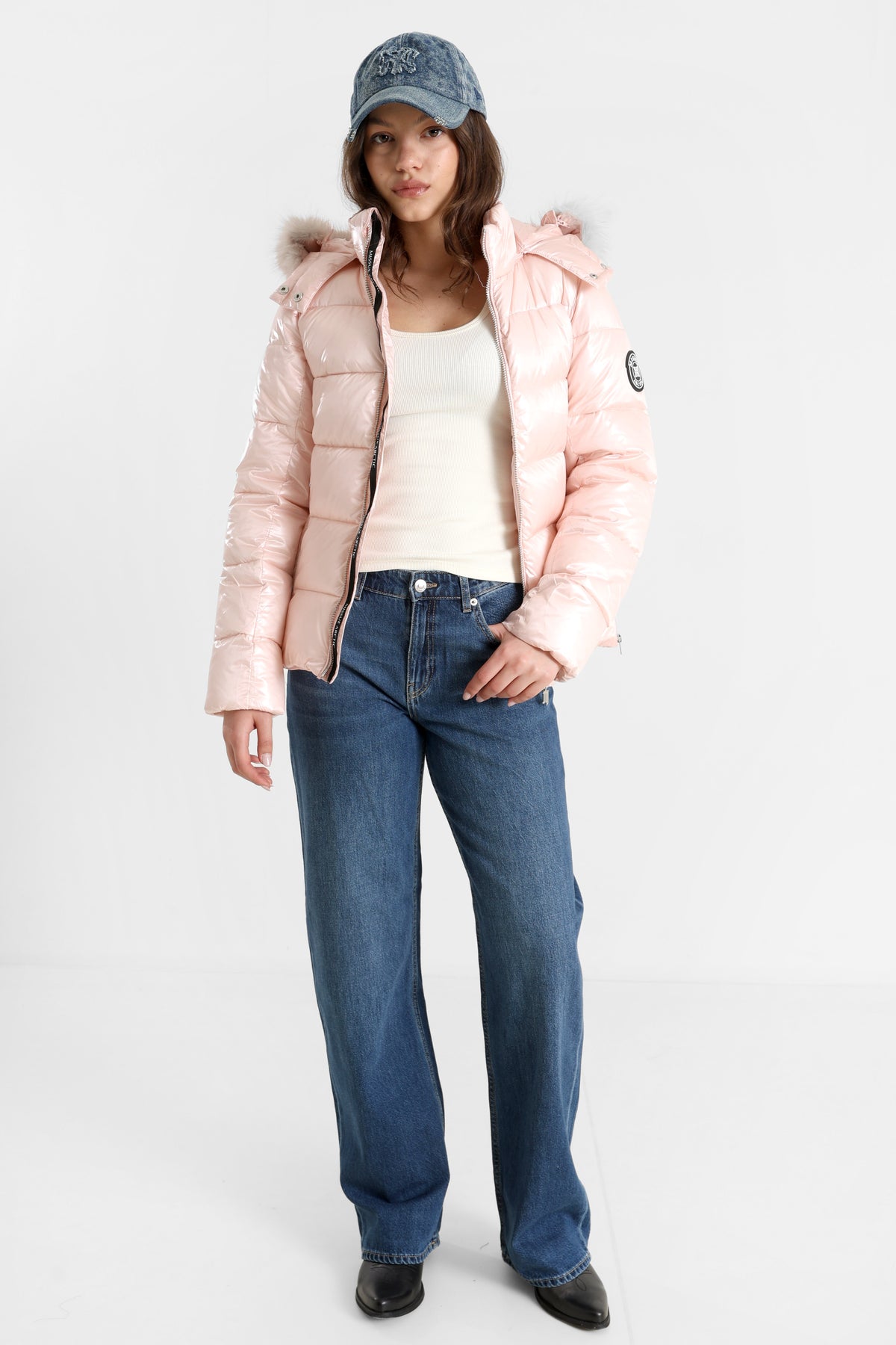 Veste matelassée effet brillant - Rose clair