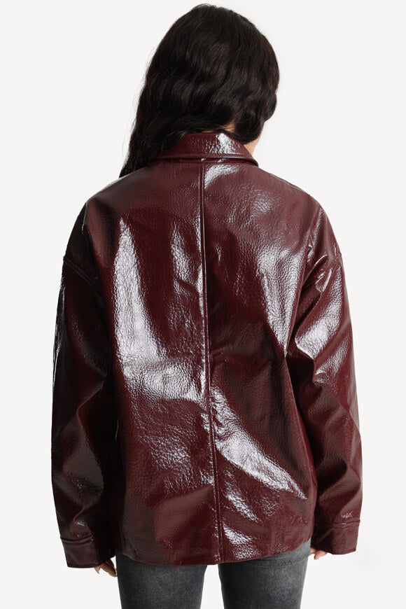 Oversized faux leather jacket - Burgundy