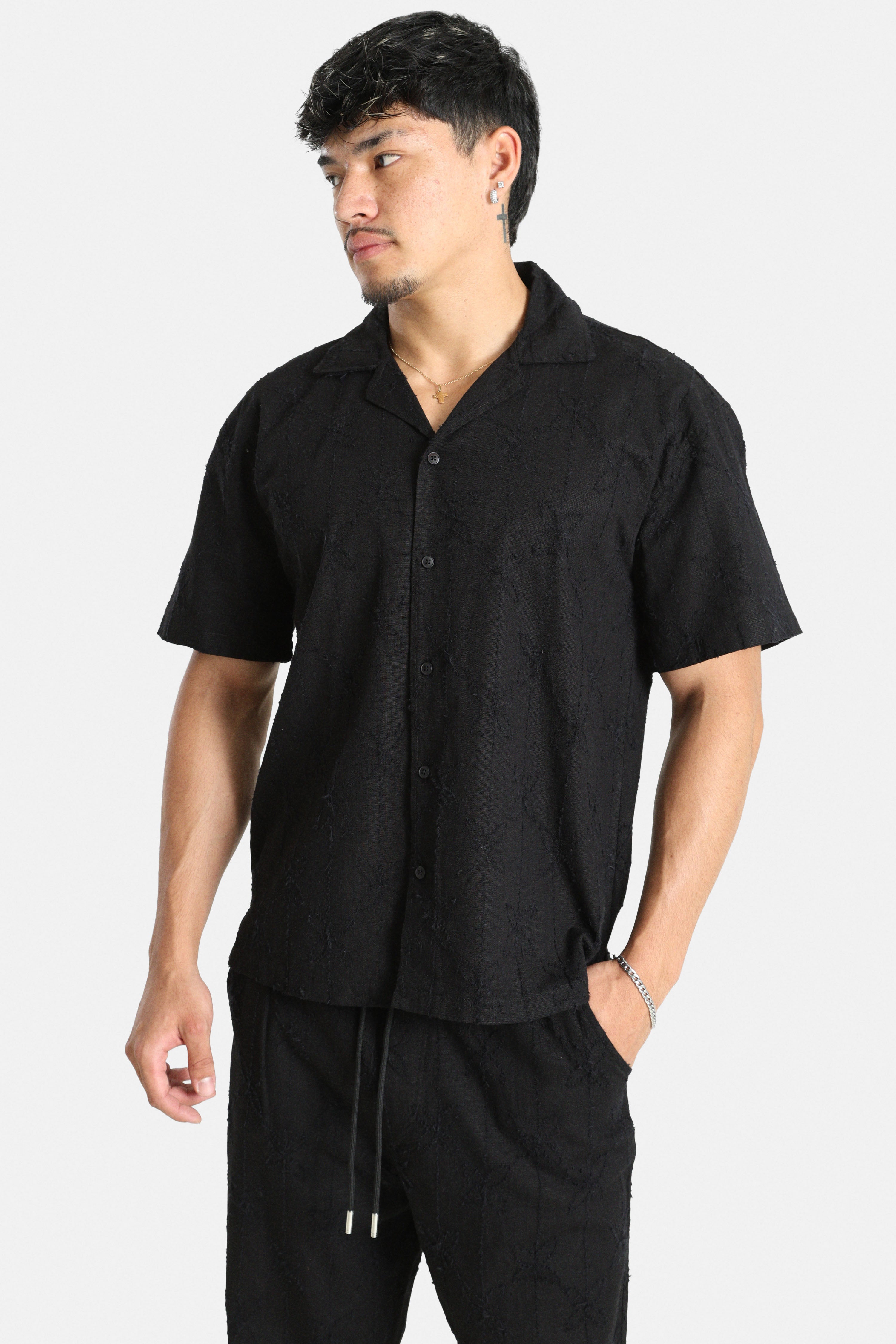 Chemise en tissu structuré - Black