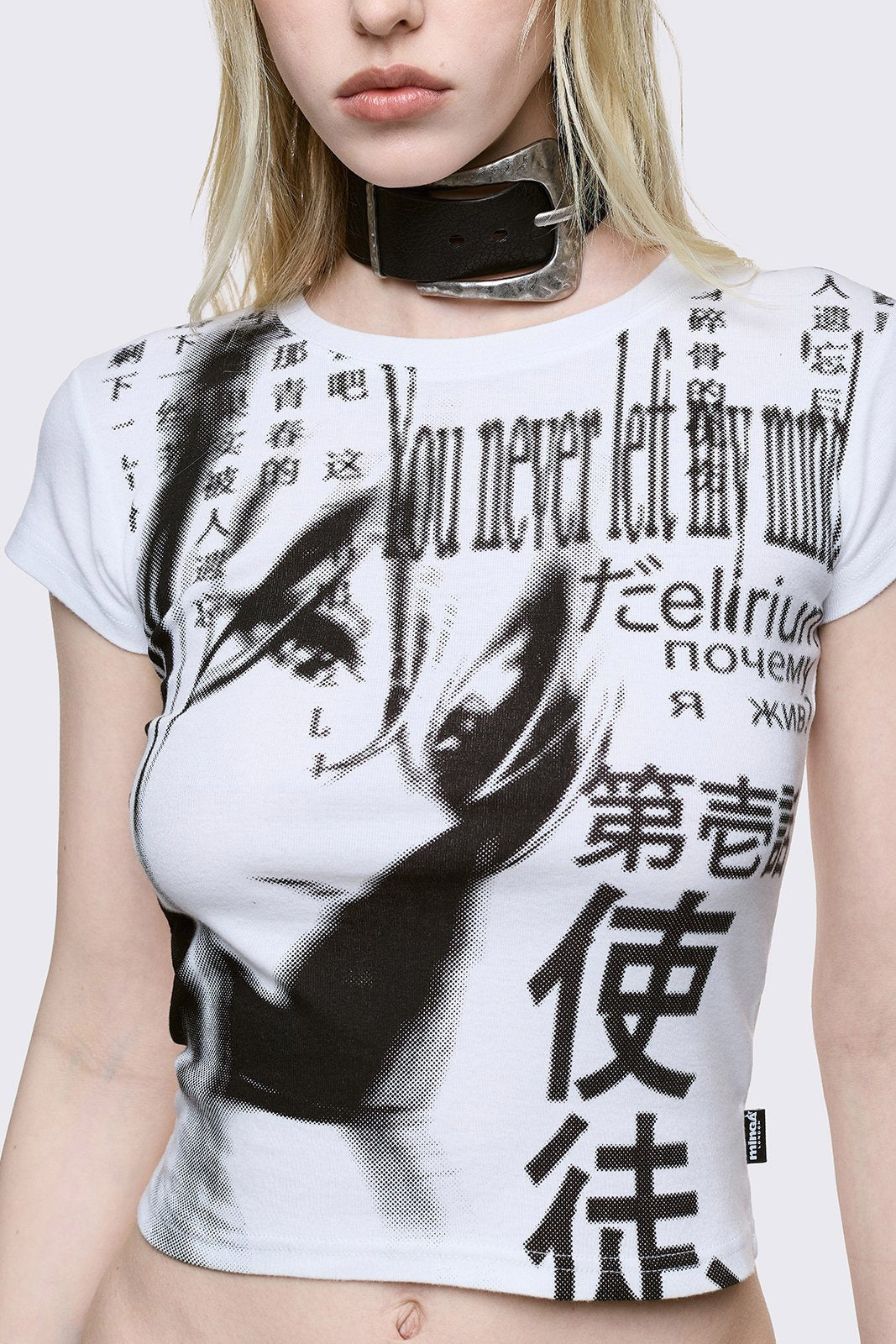 Mind Glitch Crop T-Shirt - White